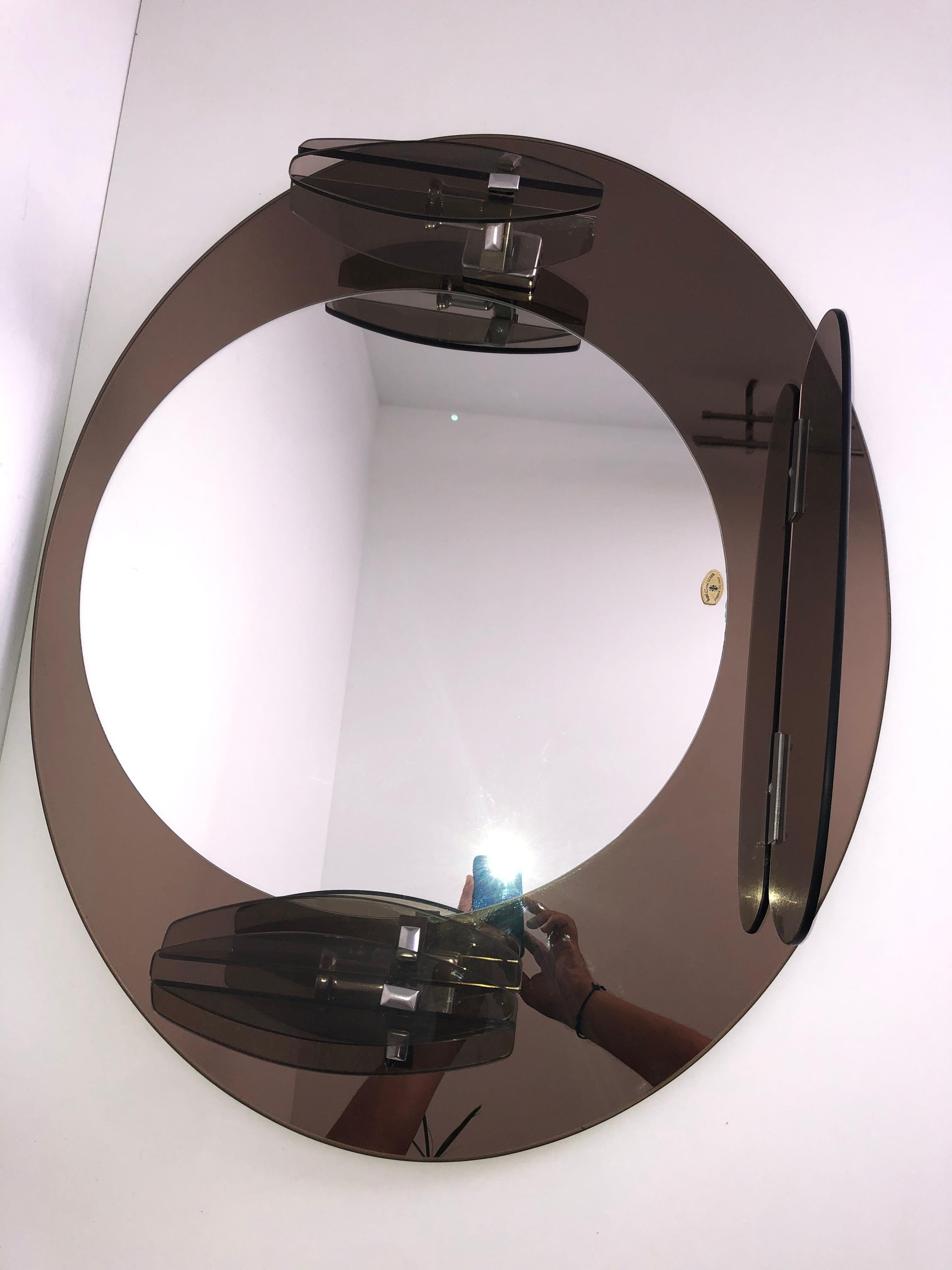 Miroir Lupi Cristal Luxor avec 2 appliques intégrées et une tablette In Good Condition For Sale In SORBIERS, FR
