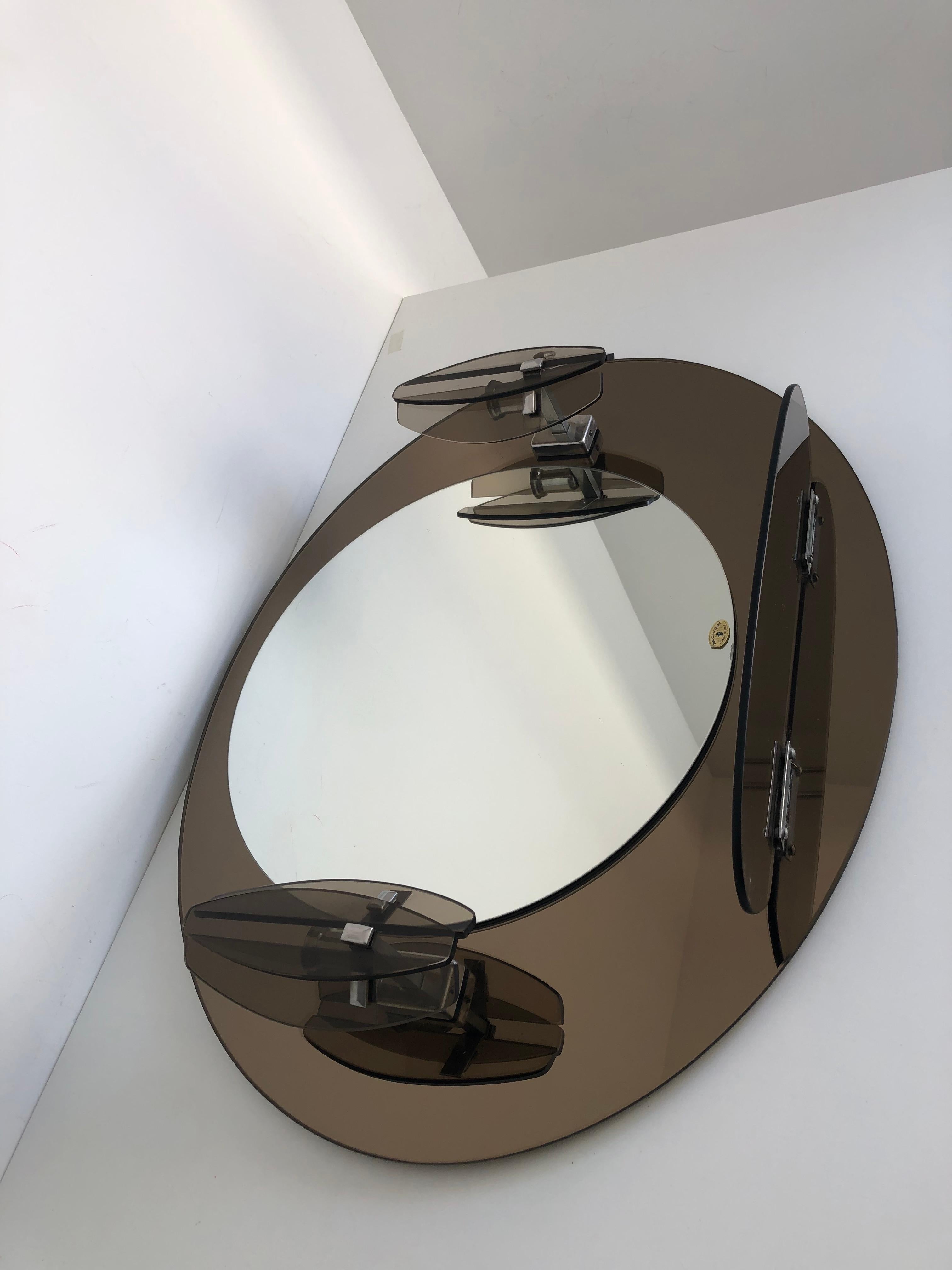 Miroir Lupi Cristal Luxor avec 2 appliques intégrées et une tablette For Sale 4