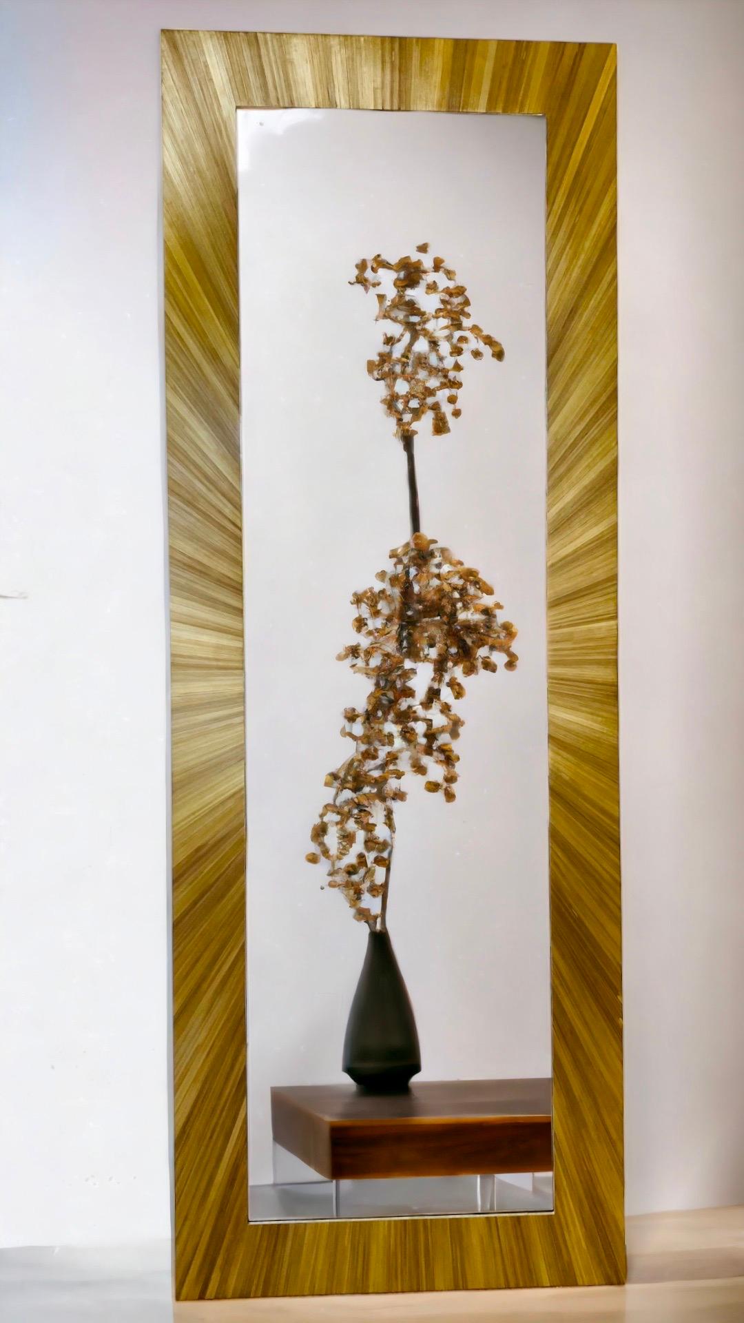 Art déco Marqueterie de paille Miroir en vente