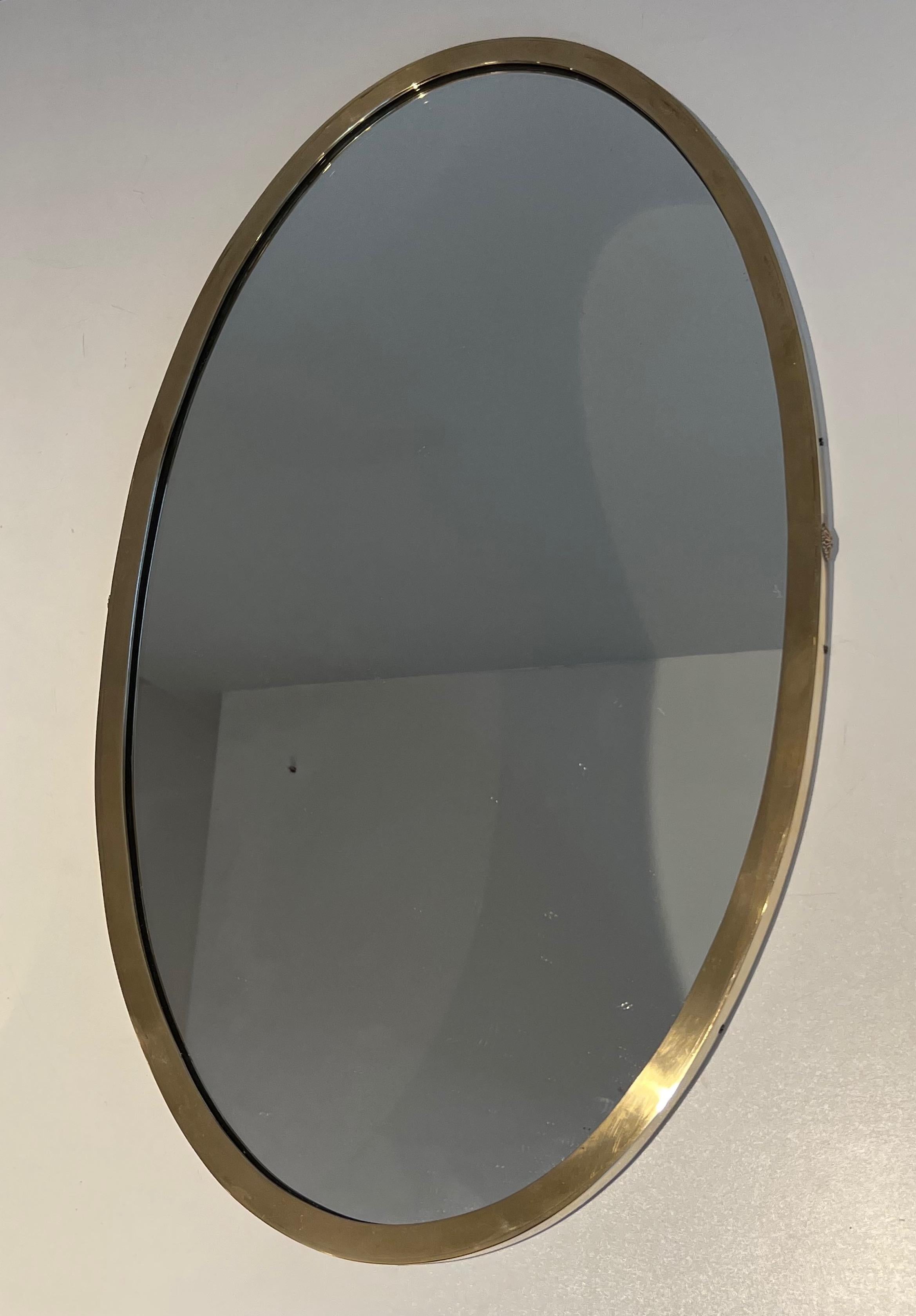 Miroir Ovale de Style Néoclassique en Laiton dans le goût de la Maison Janssen For Sale 5