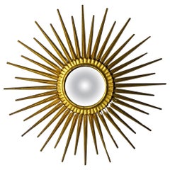 Miroir Soleil, métal doré à la feuille d'or, Italie, 1960
