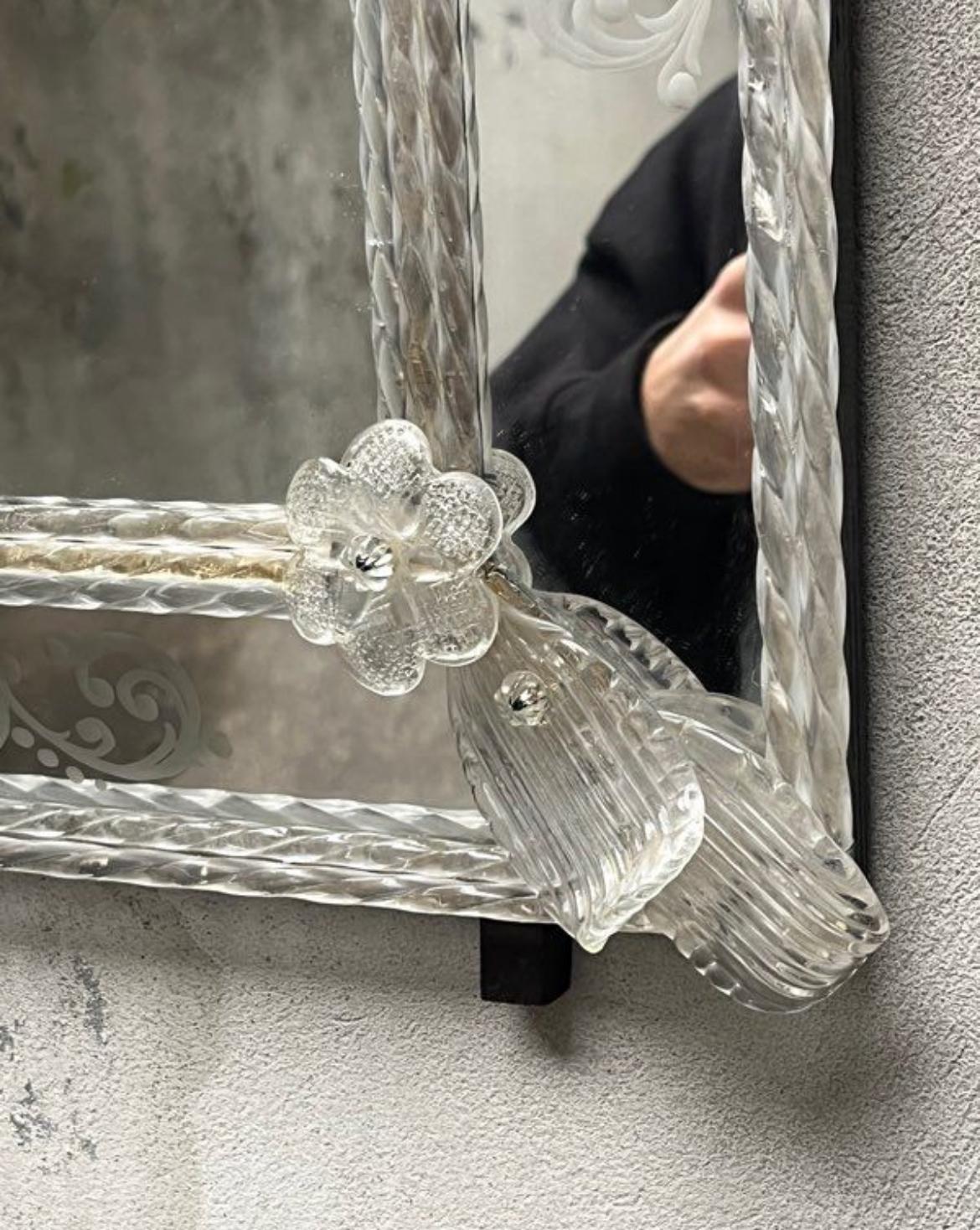 italien Miroir Vénitien ancien en verre taillé circa 1960 en vente