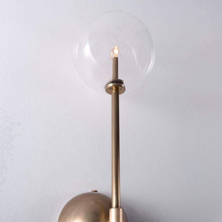 Polish Miron Brass Wall Sconce by Schwung For Sale