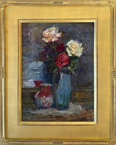 “Roses in a Blue Vase”