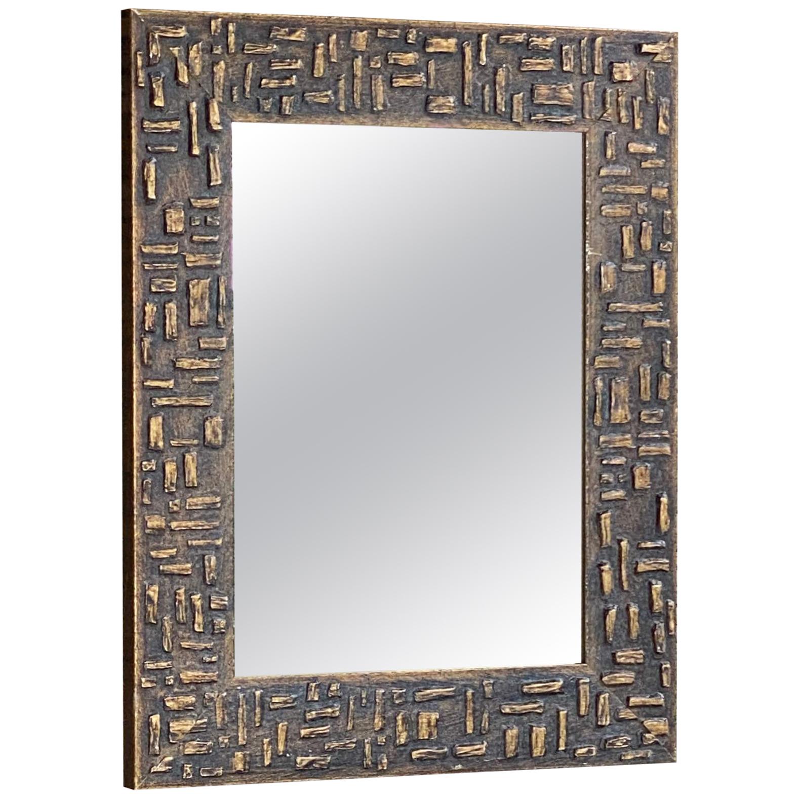 Mirror in Gold Painted Wood Patina, France, 1970