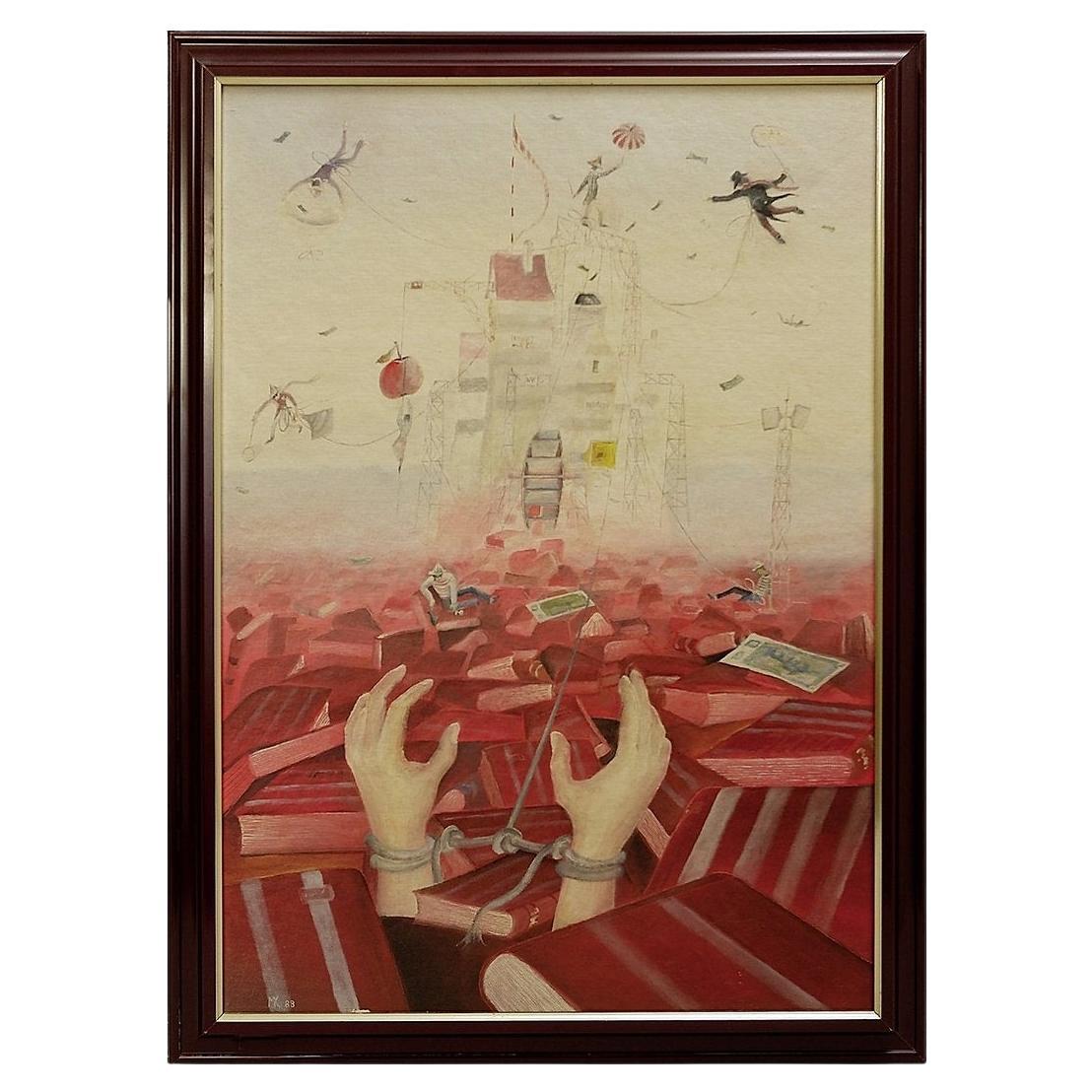 Miroslav Krofián "La victoire de l'Idéologie" peinture contemporaine - tchéquie en vente