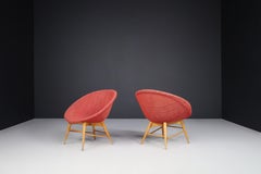 Chaises paniers Miroslav Navratil en tissu rouge d'origine, 1960