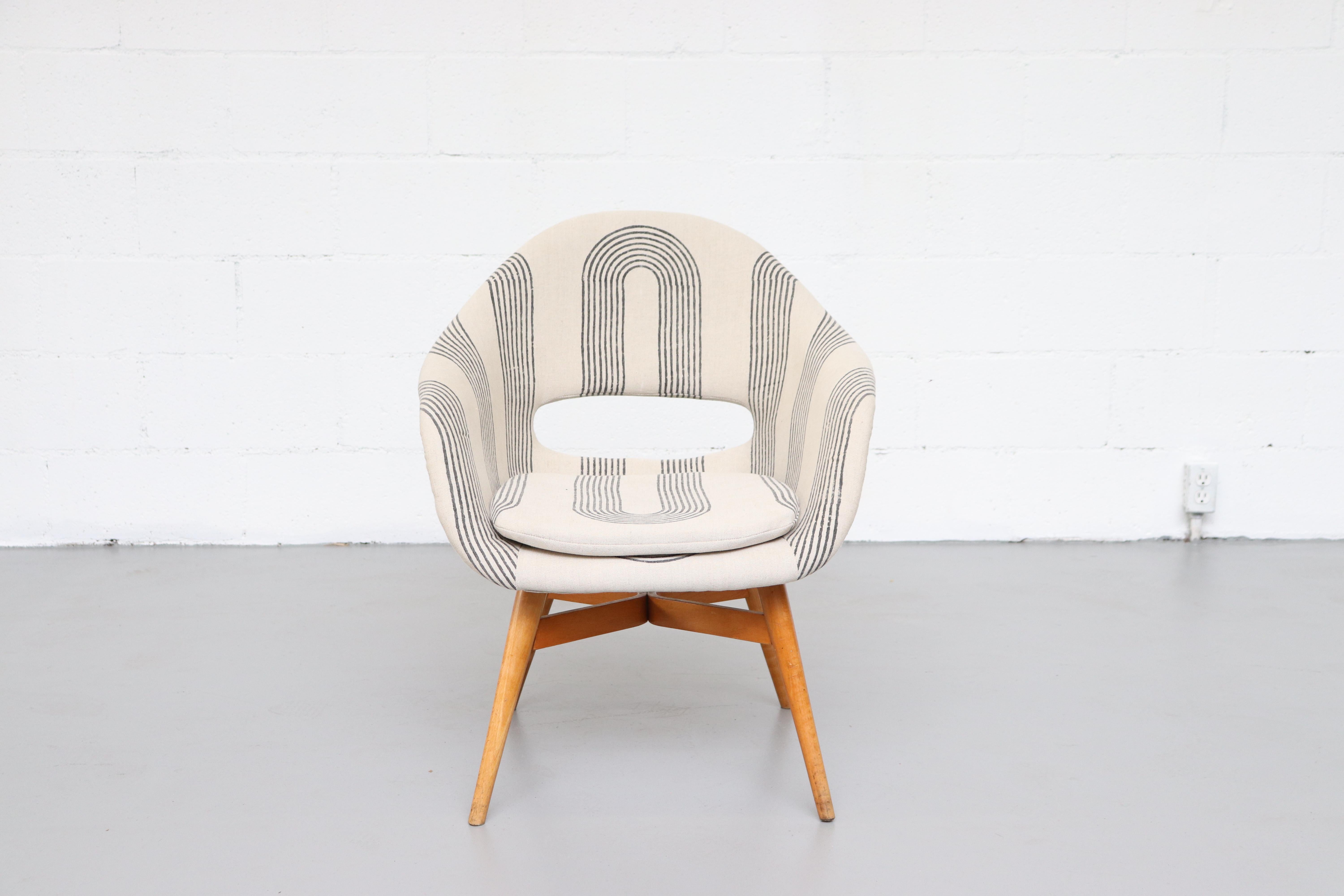 Mid-Century Modern Miroslav Navratil Bucket Chair in Bone White Block Shop