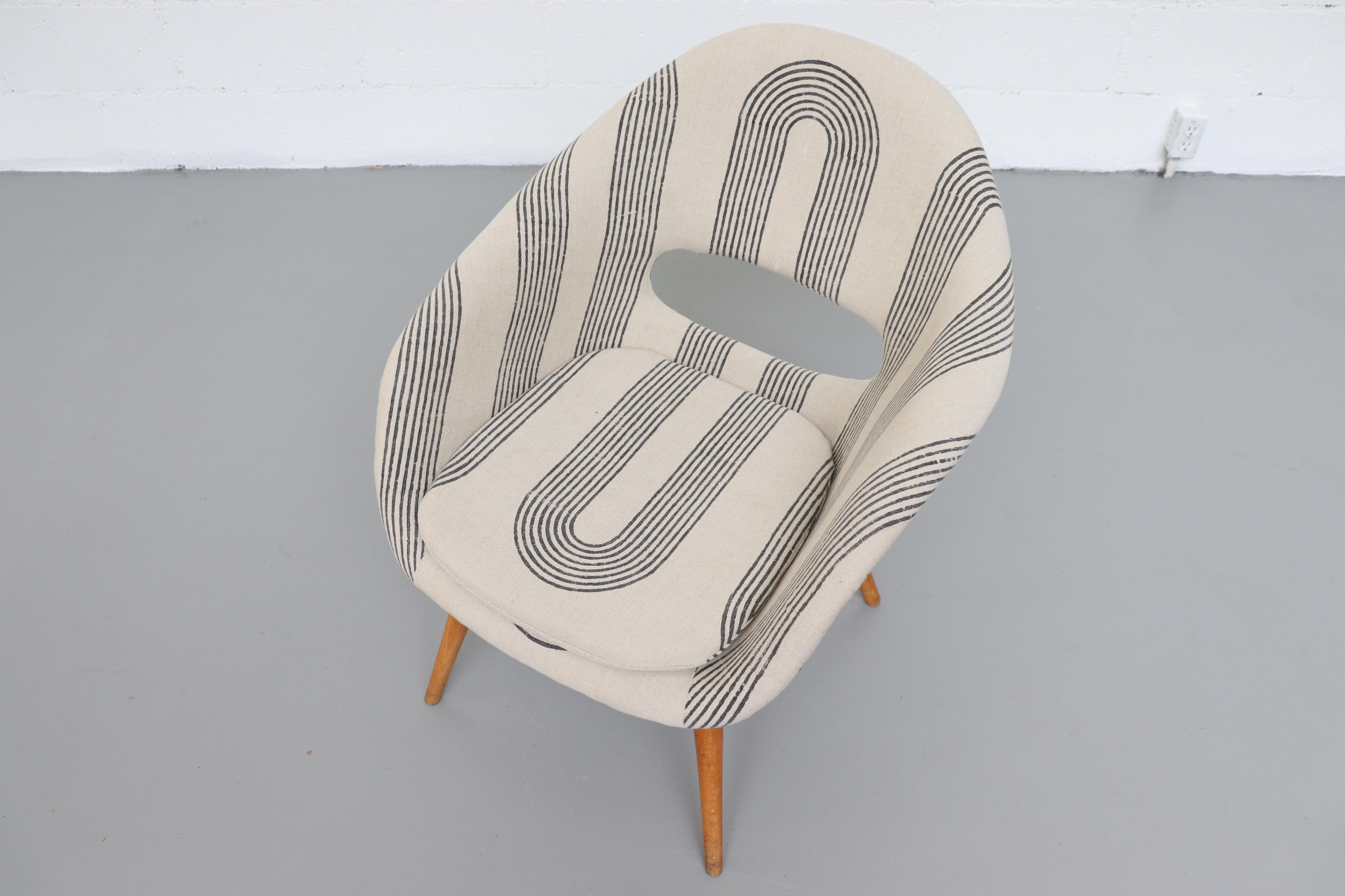 Mid-20th Century Miroslav Navratil Bucket Chair in Bone White Block Shop
