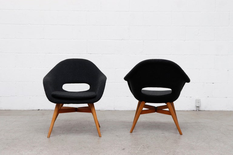 Miroslav Navrátil Bucket Lounge Chairs for Vertex in Nubby Black
