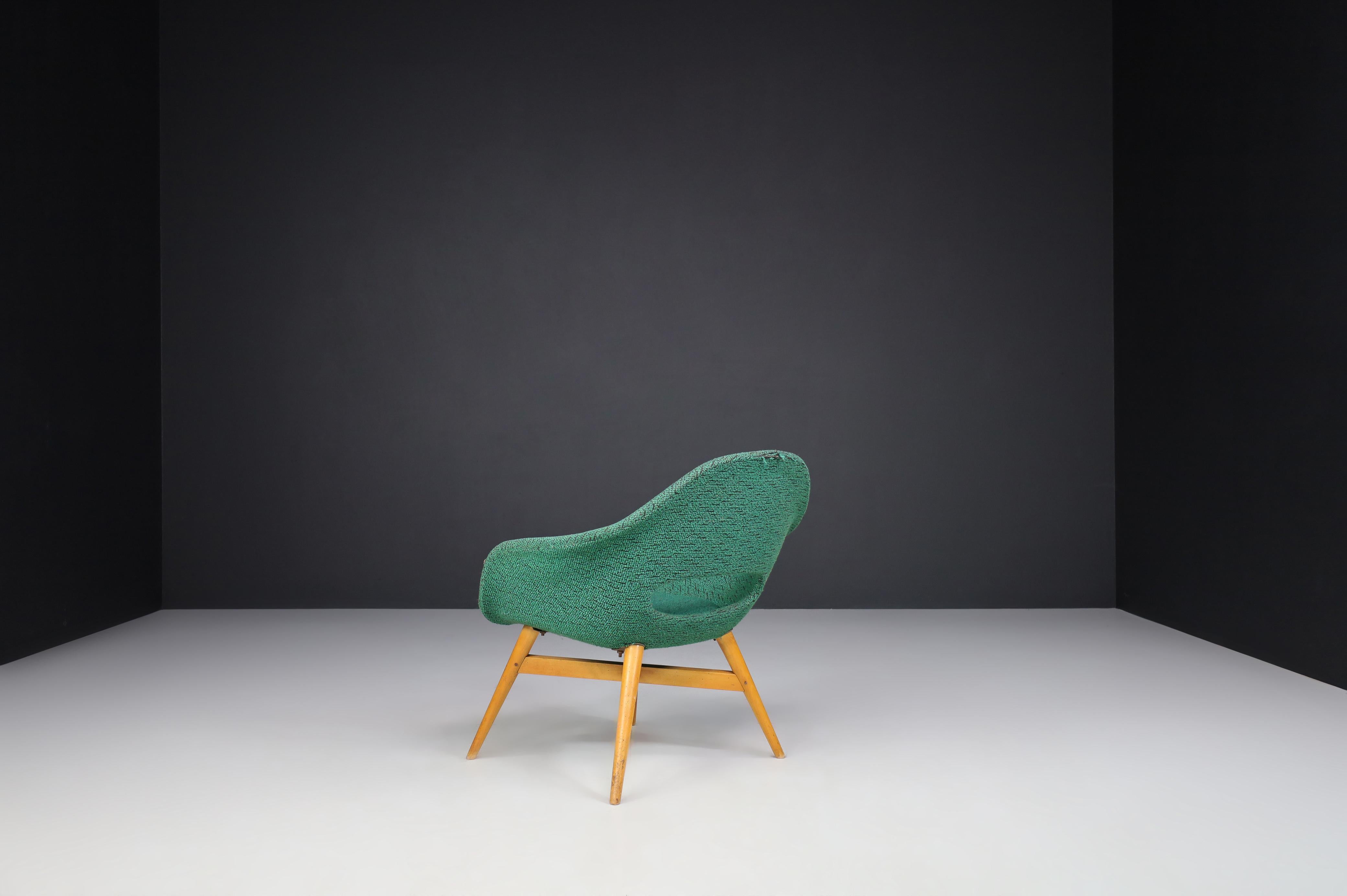 20th Century Miroslav Navratil Easy Chairs in Original Green Fabric, 1960 For Sale