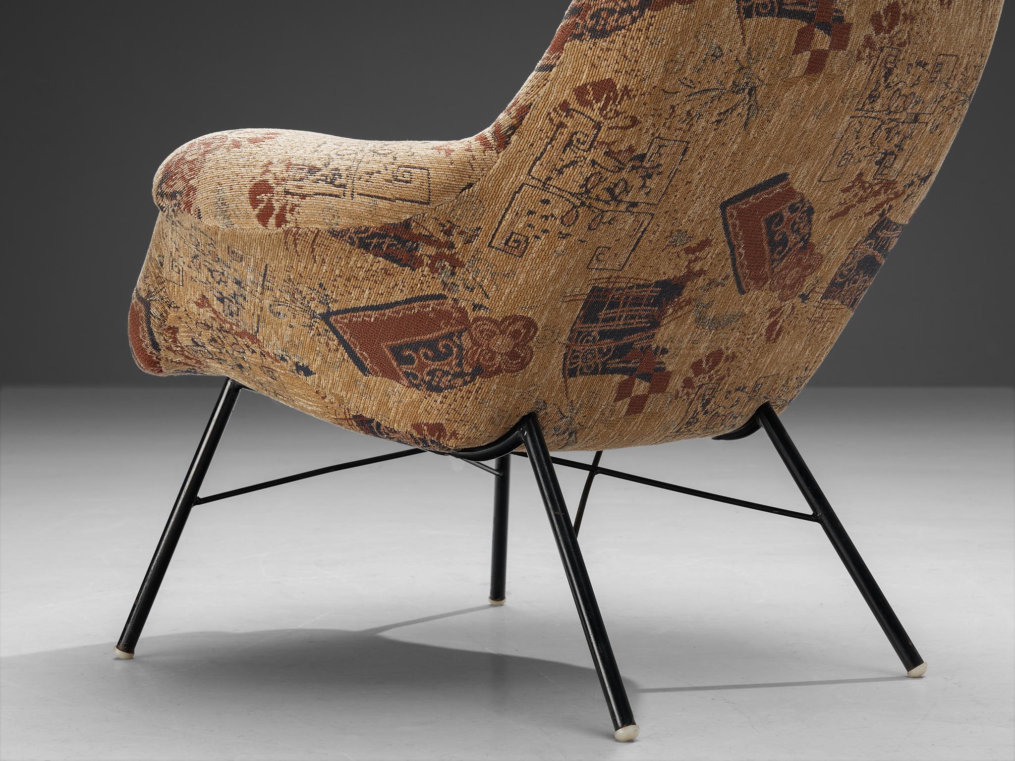 Mid-Century Modern Miroslav Navratil Reupholstered Lounge Chair with Illustrative Motifs 