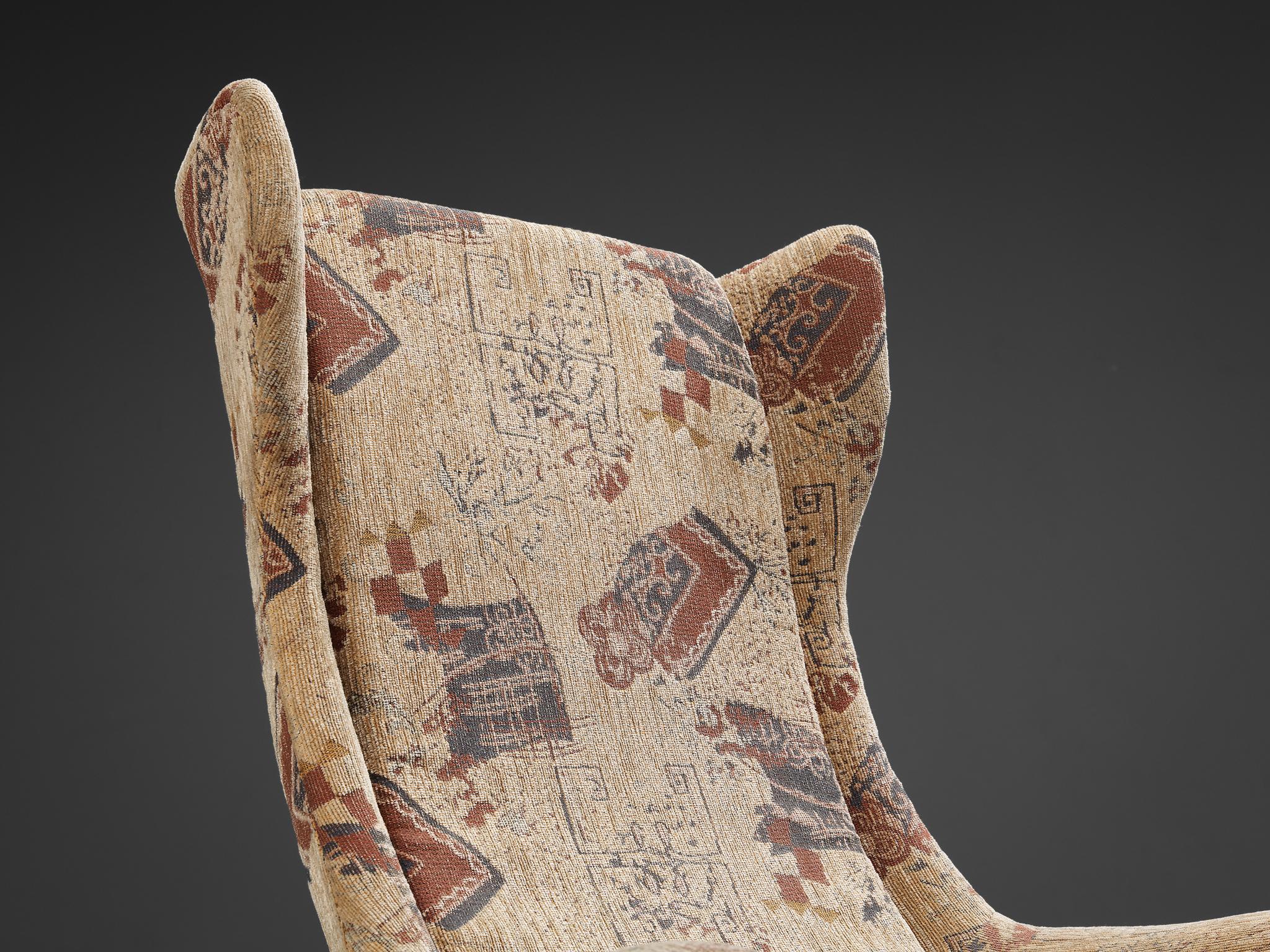 Miroslav Navratil Reupholstered Lounge Chair with Illustrative Motifs  In Good Condition In Waalwijk, NL
