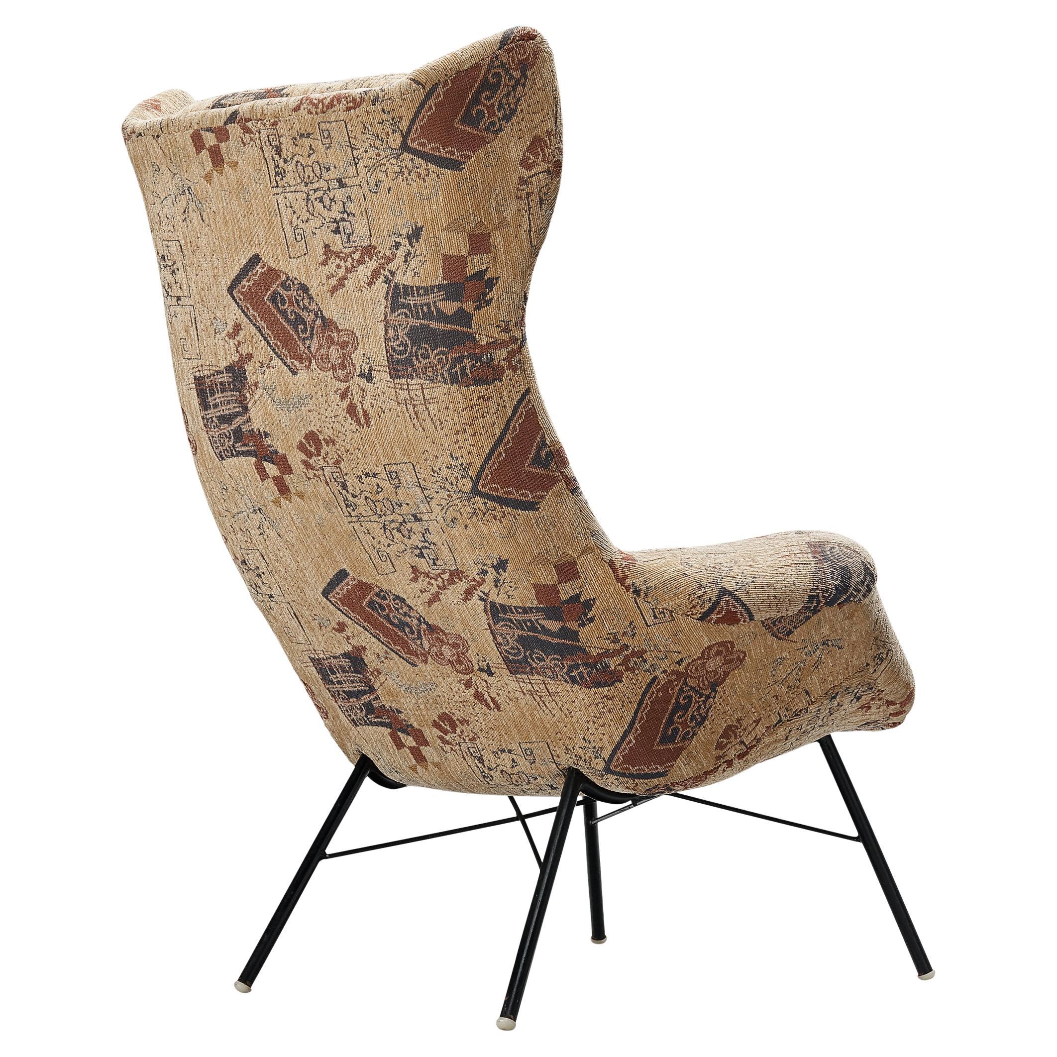 Miroslav Navratil Reupholstered Lounge Chair with Illustrative Motifs 