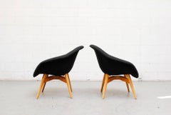 Miroslav Navrátil Black Upholstered Bucket Lounge Chairs for Vertex