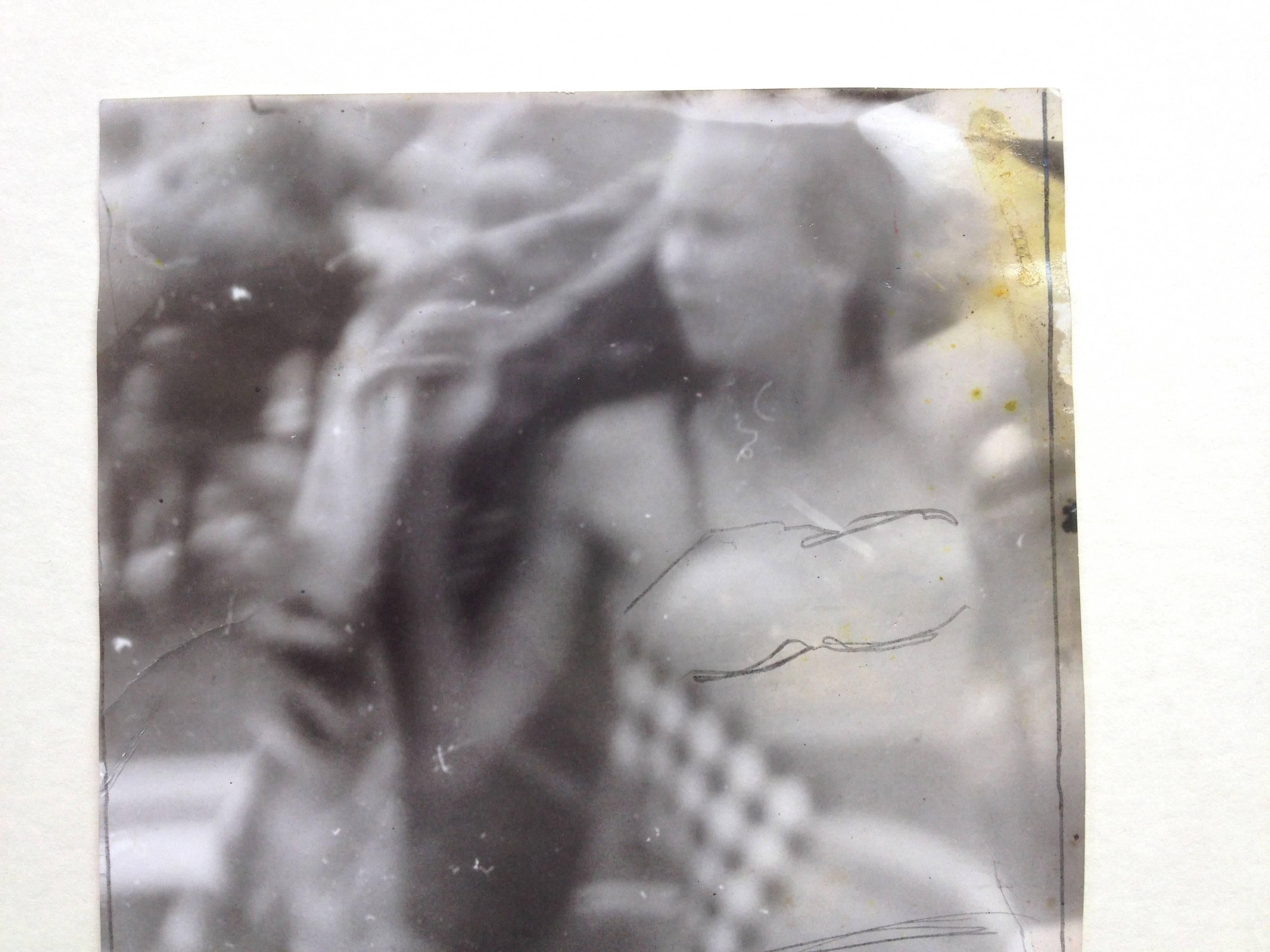 Original Vintage Print - Woman in Bikini - Unique Piece, 21st Century, Pinhole - Gray Black and White Photograph by Miroslav Tichy