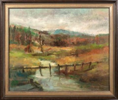 Böhmische Landschaft - Ölgemälde von Miroslava Vrbová-Štefková - Mitte des 20.