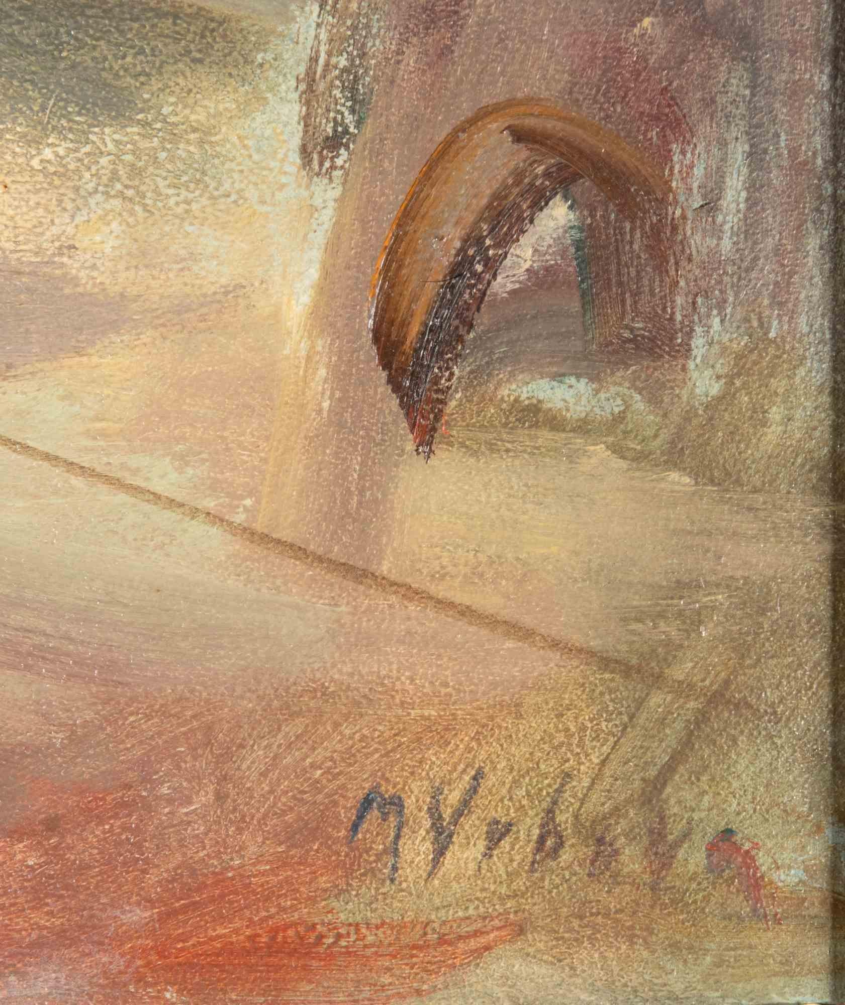 Romeo et Juliette - Peinture à l'huile par Miroslava Vrbová-Štefková - milieu du 20e siècle en vente 1