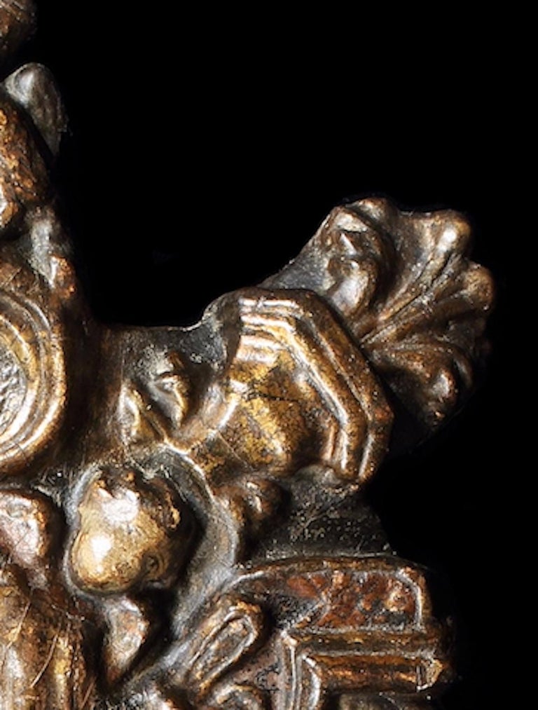 Mirror, 17th Century, Small, Spanish, Gilded, Papier Mache, Original