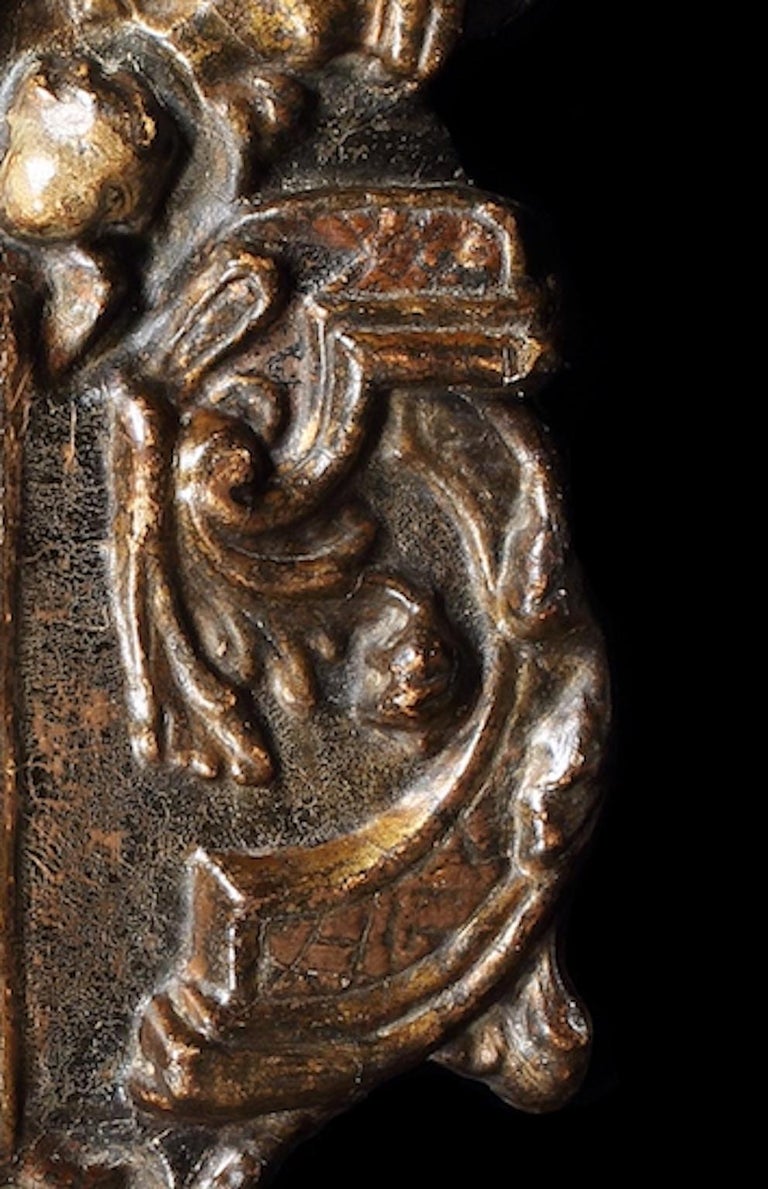 Mirror, 17th Century, Small, Spanish, Gilded, Papier Mache, Original