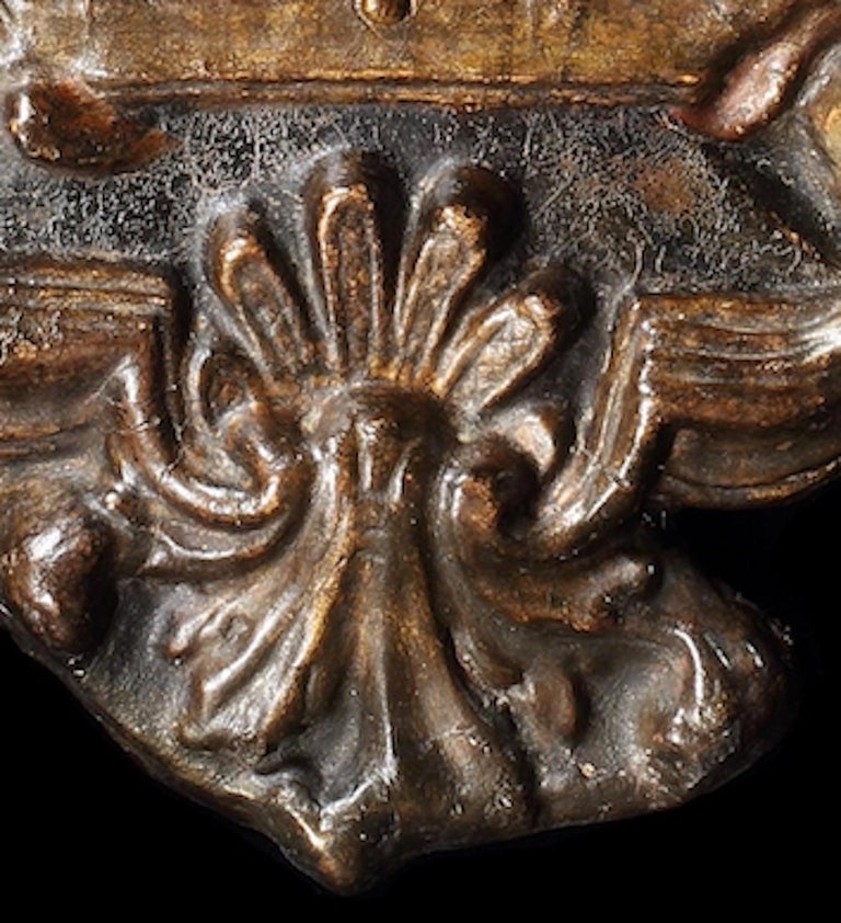 Mirror, 17th Century, Small, Spanish, Gilded, Papier Mache, Original