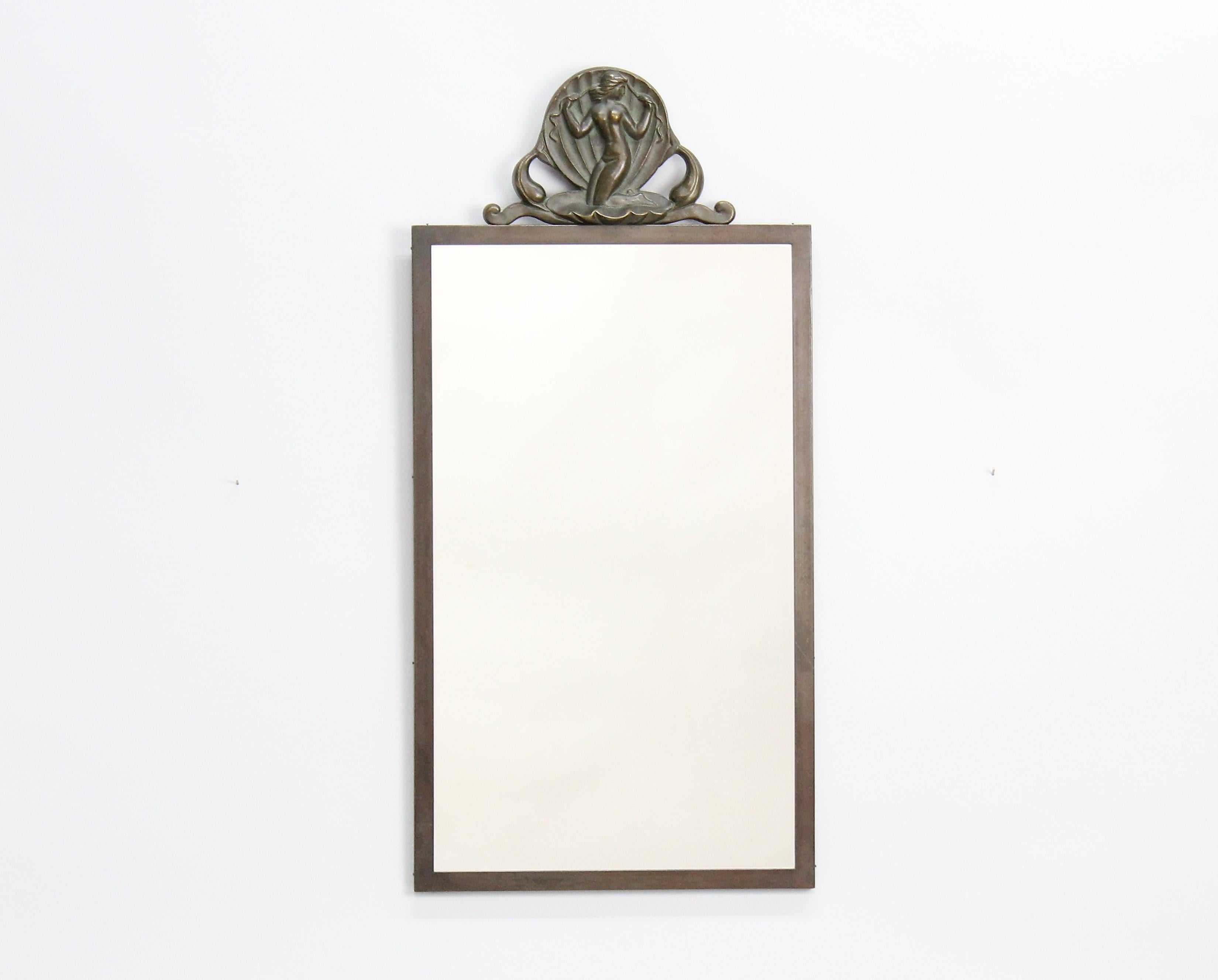 Mirror and a Pair of Scones, Oscar Antonsson for Ystad Brons, Sweden, 1930s For Sale 1
