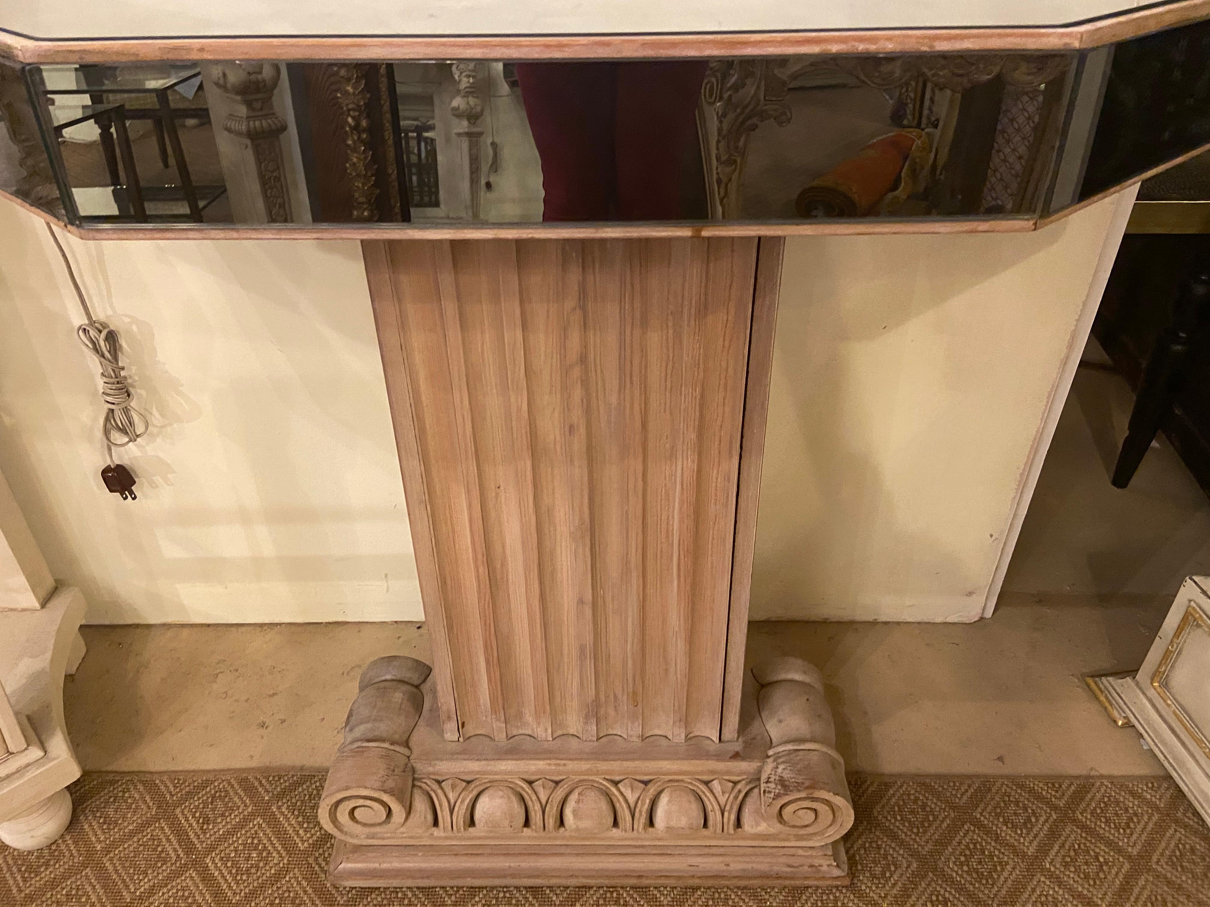 Neoclassical Mirror and Cerused Oak Console, Lorin Jackson for Grosfeld House