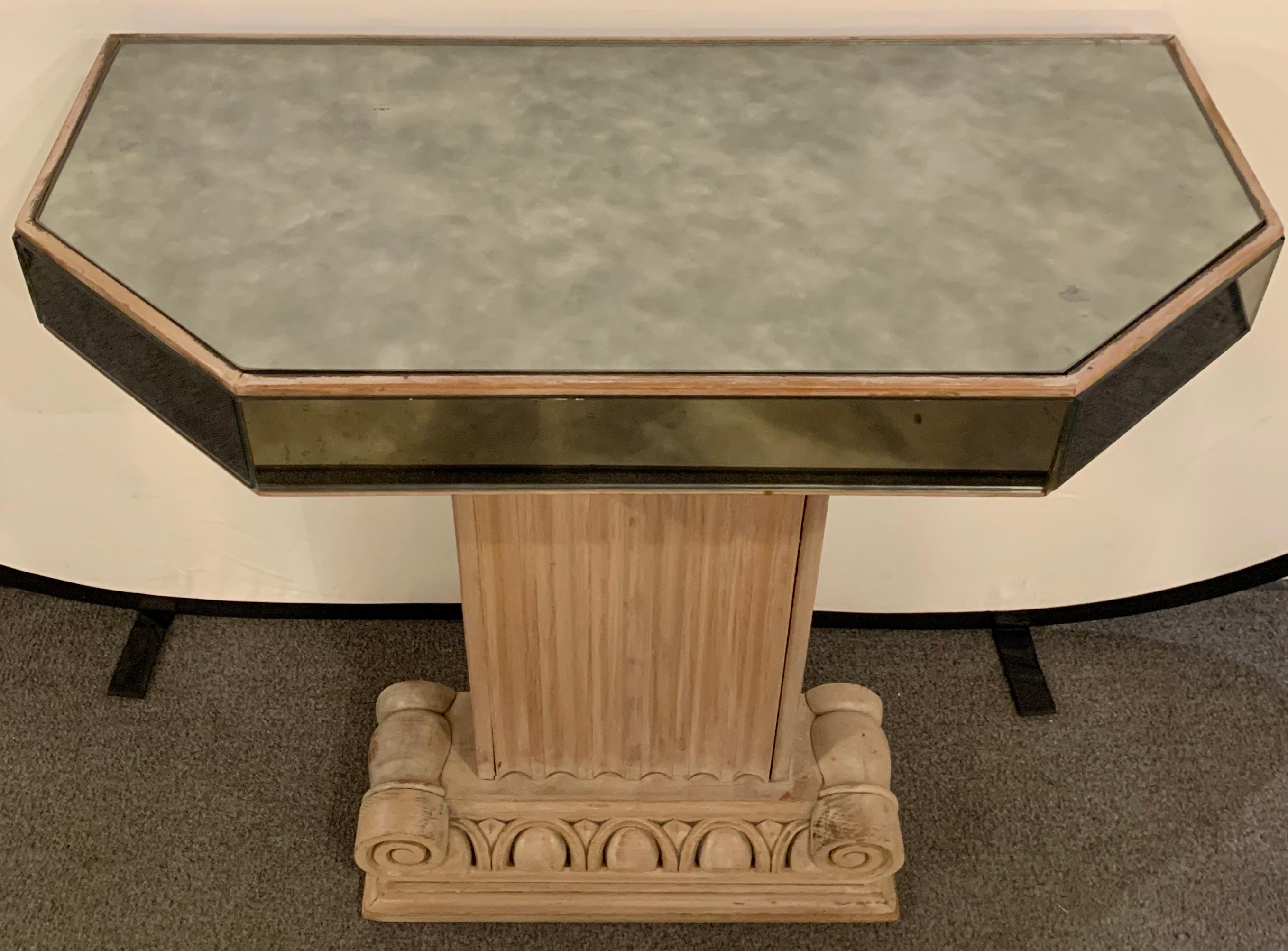 Mirror and Cerused Oak Console, Lorin Jackson for Grosfeld House In Good Condition In Plainview, NY