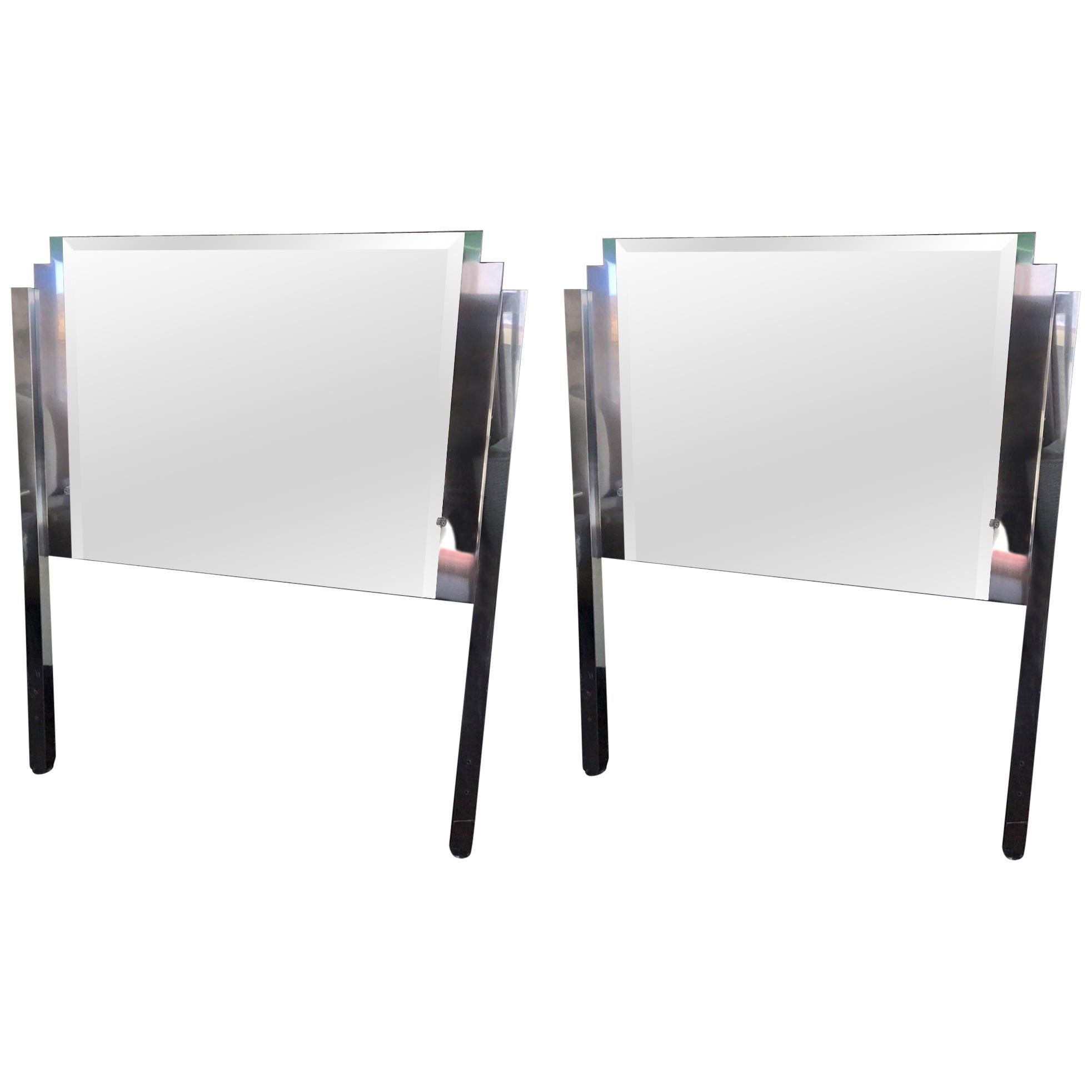 Ello King Sized Mirror and Chrome Steel Headboard For Sale at 1stDibs
