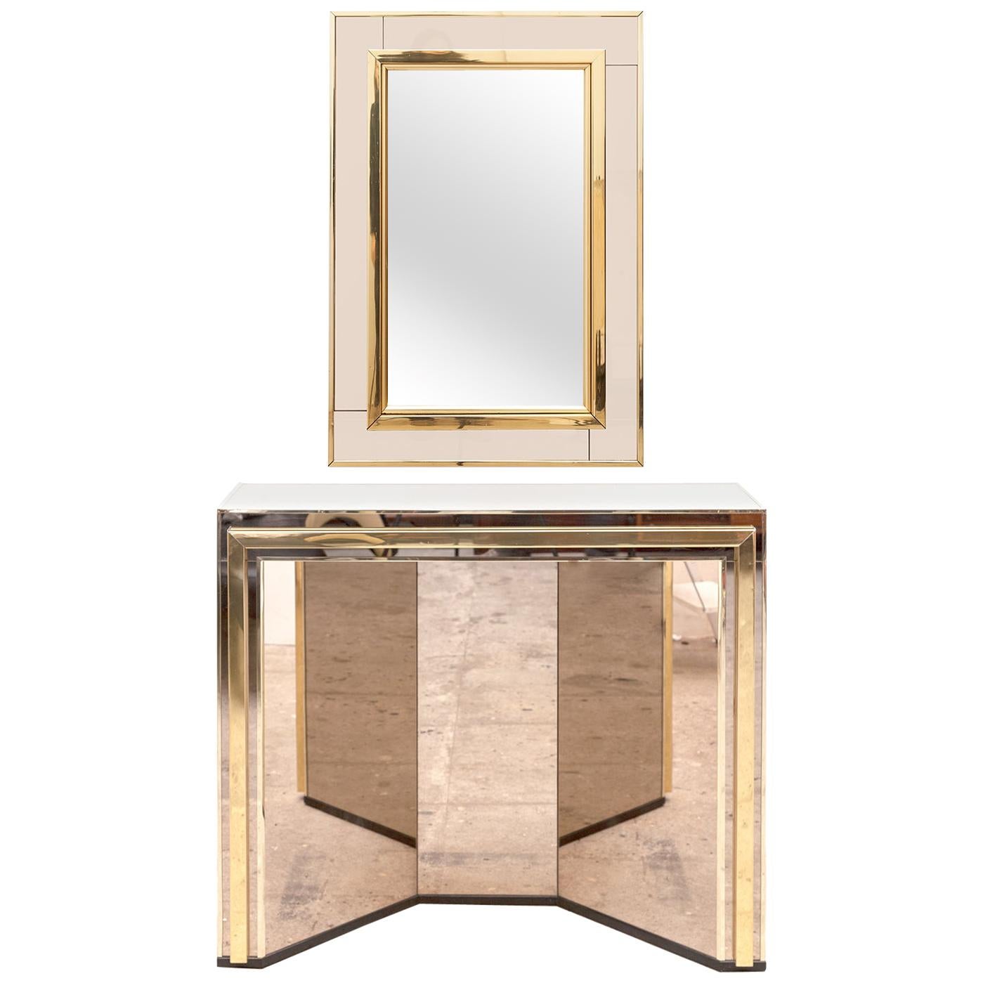 Mirror and Console Table Set designed by Belgo Chrome, Belgium