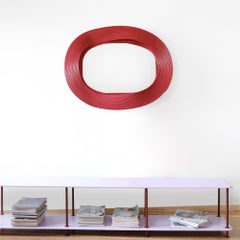 Mirror and Its Waves passion red - wall decoration, sculptural mirror