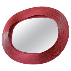 Mirror and Its Waves passion red - wall decoration, sculptural mirror