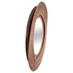 Mirror and Its Waves - wall decoration, brown color, sculptural mirror