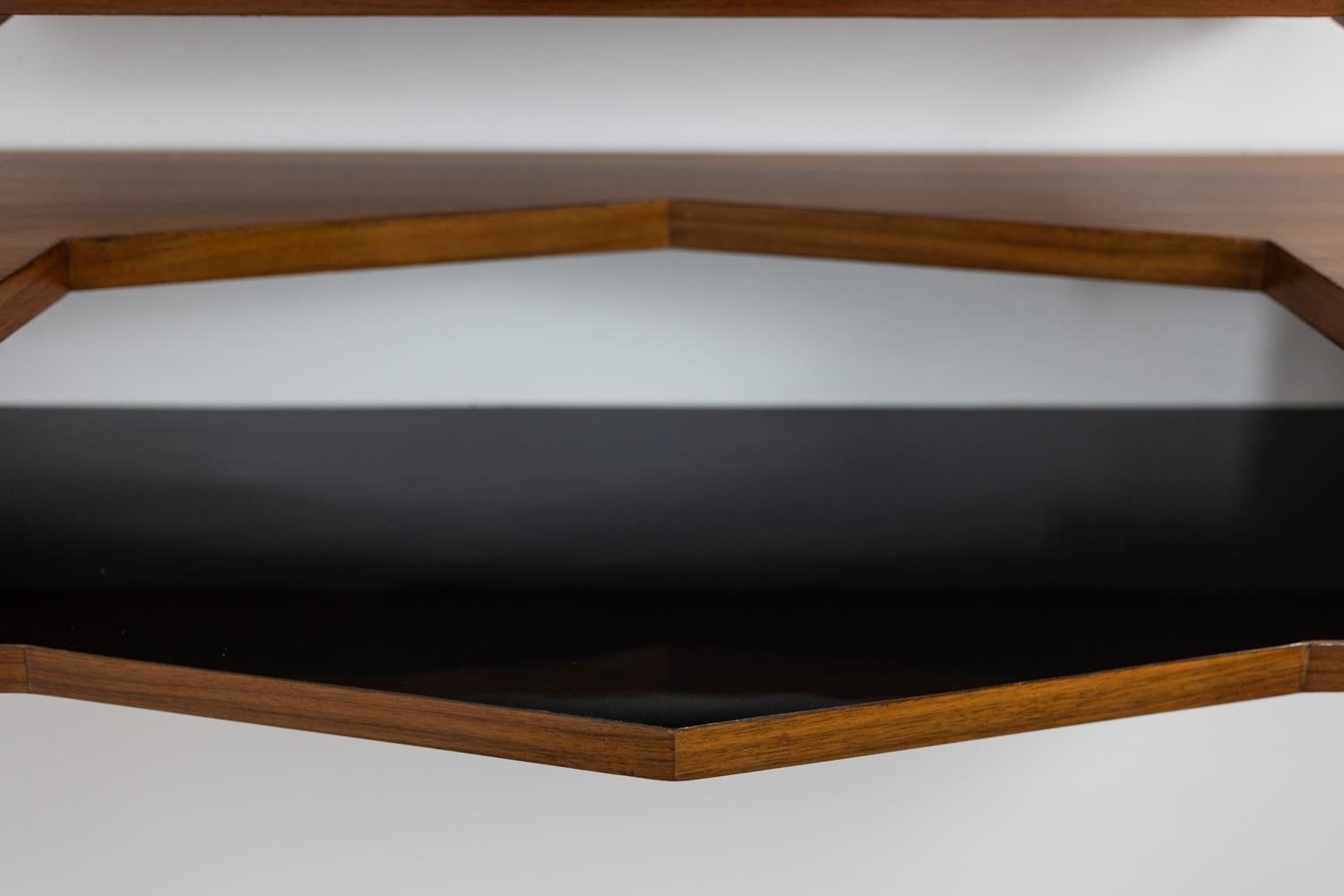 Specchio e console in mogano. 1970s. In condizioni ottime in vendita a Saint-Ouen, FR