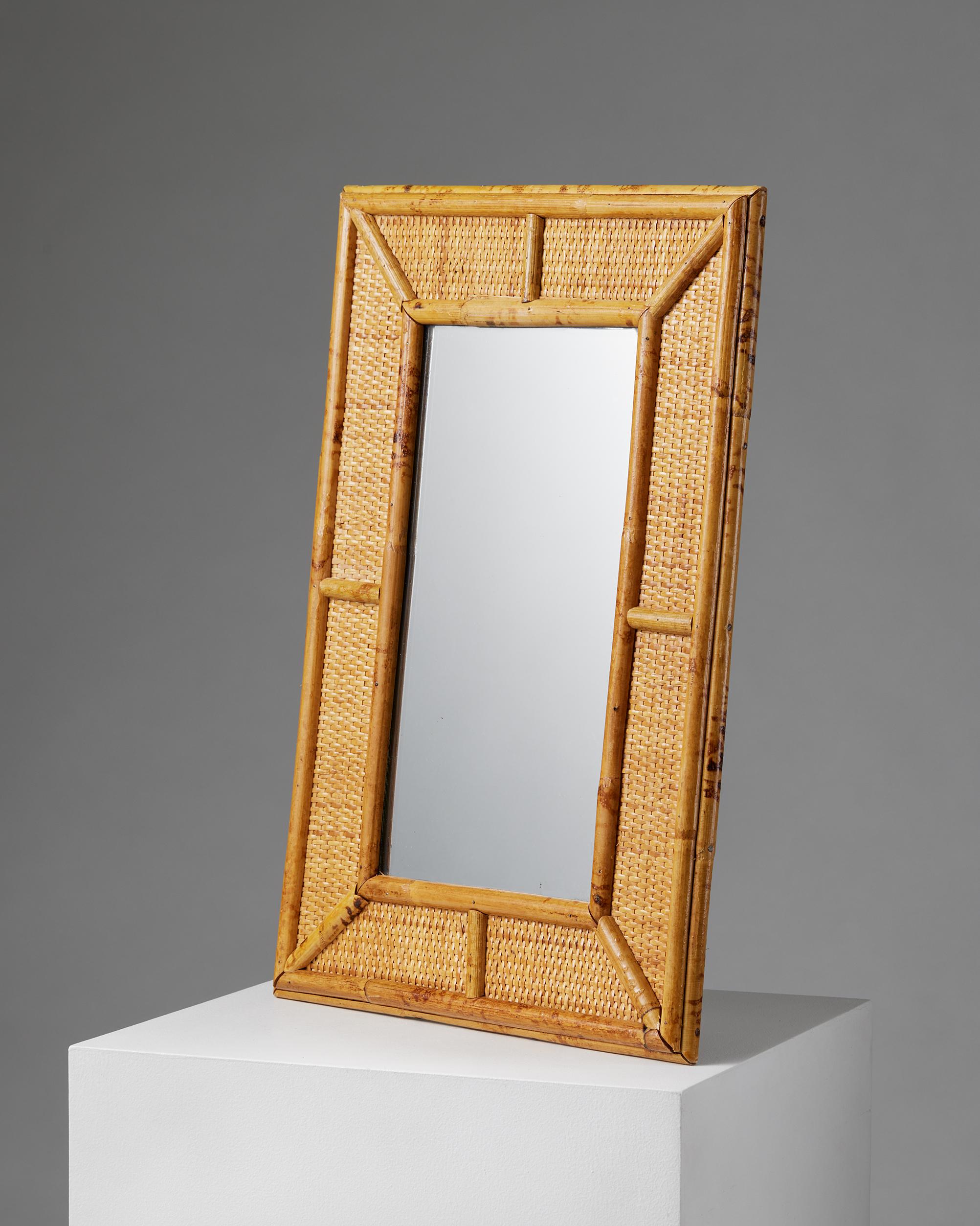 Mirror, anonymous for DUX,
Sweden, 1940s.

Bamboo, rattan, and mirrored glass.
