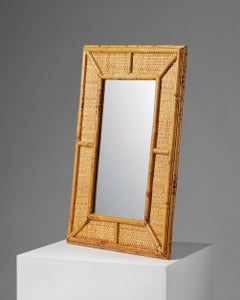 Mirror, anonymous for DUX, Sweden, 1940s, Bamboo, Rattan, wall hanging mirror
