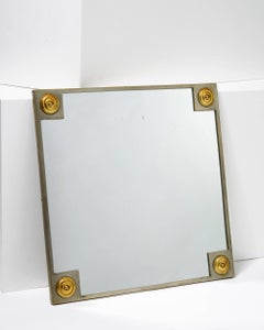 Svenskt Tenn Mirror – 1928 Square Brass-Framed Design with Decorative Rosettes