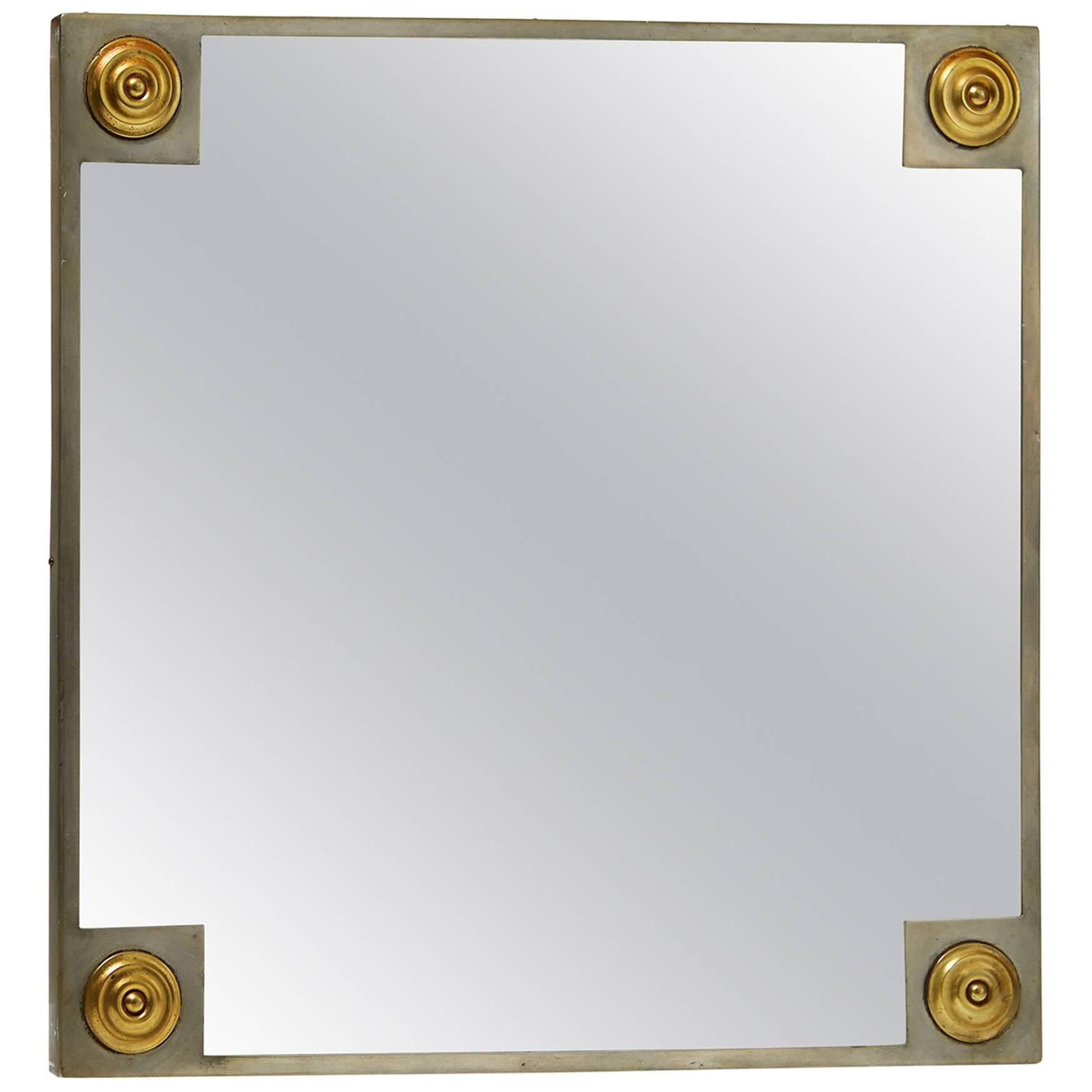 Mirror, Anonymous for Svenskt Tenn, Pewtwe and Brass, Sweden, 1928 For Sale