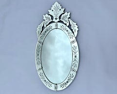 Mirror Antique Venetian Design from Italy Oval Venetian Wall Mirror Glass Frame