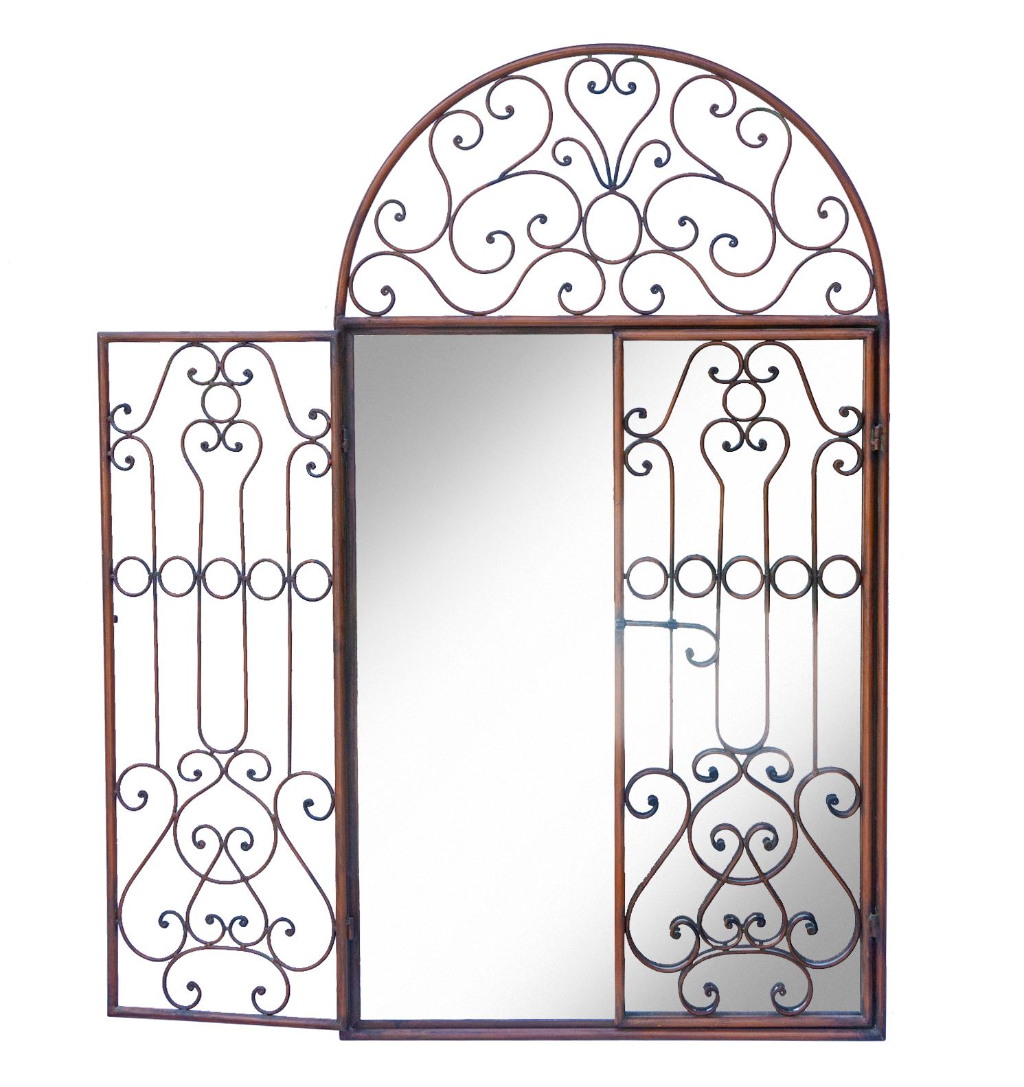 Rustic Mirror /Arched Wrought Iron Window Frame