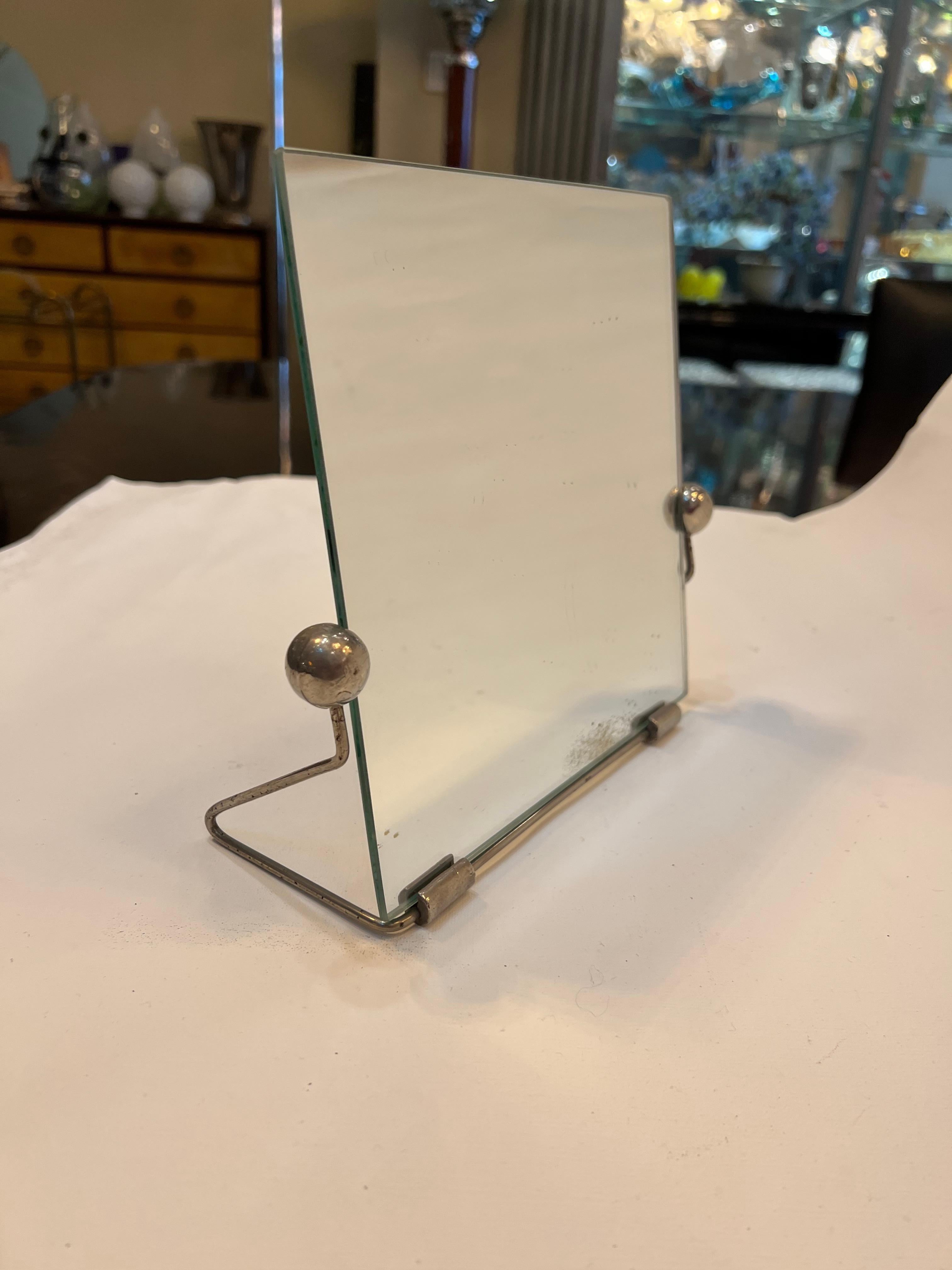 French Mirror Art Deco, 1930, France, Materials: Chrome and Mirror For Sale