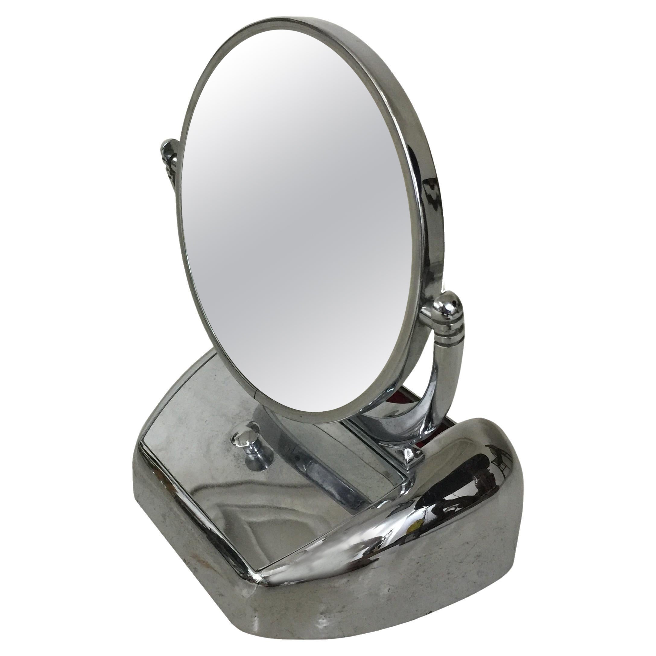 Miroir Art Déco avec lumière et espace de rangement, 1930, France