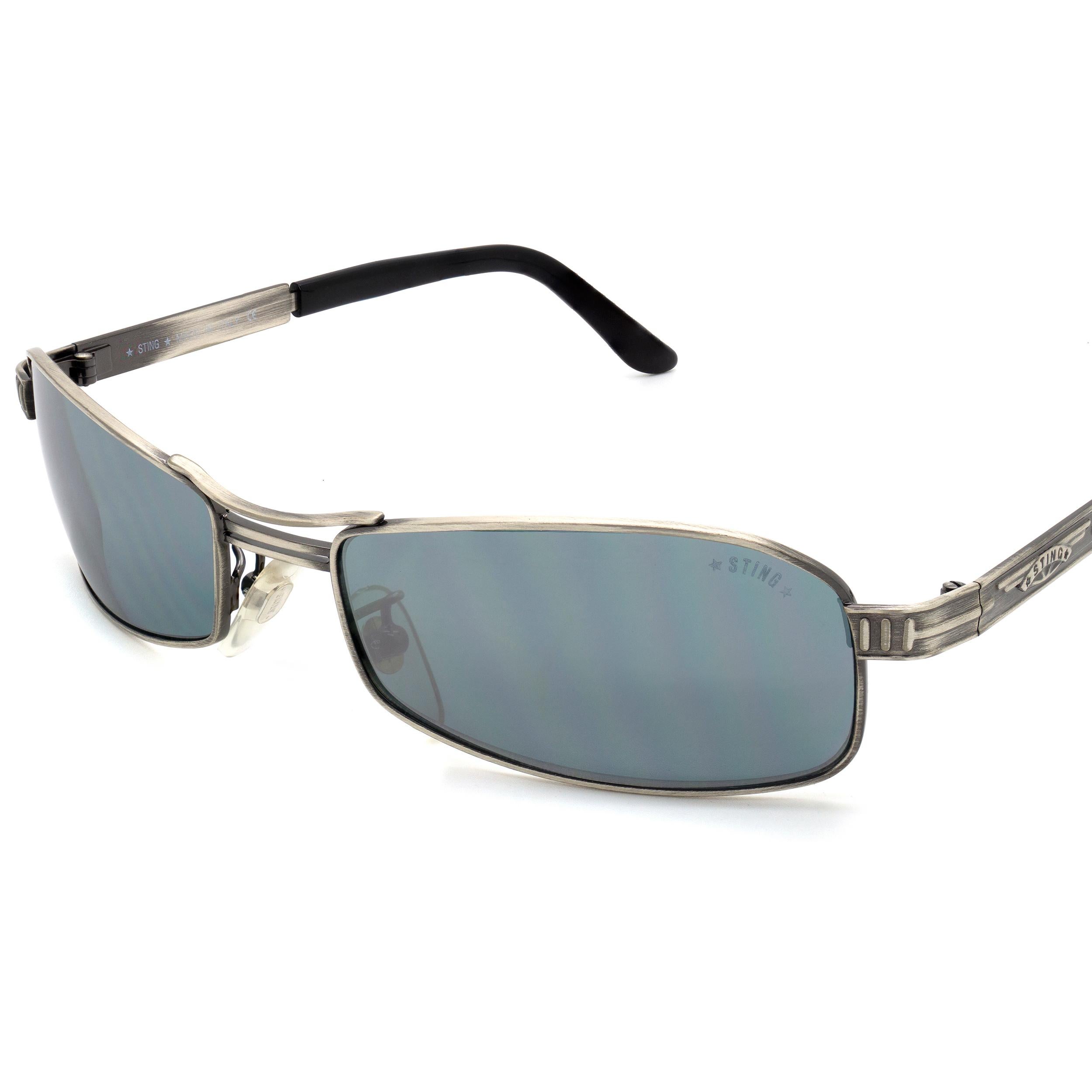 Gray Mirror aviator sunglasses by Sting, made in Italy For Sale