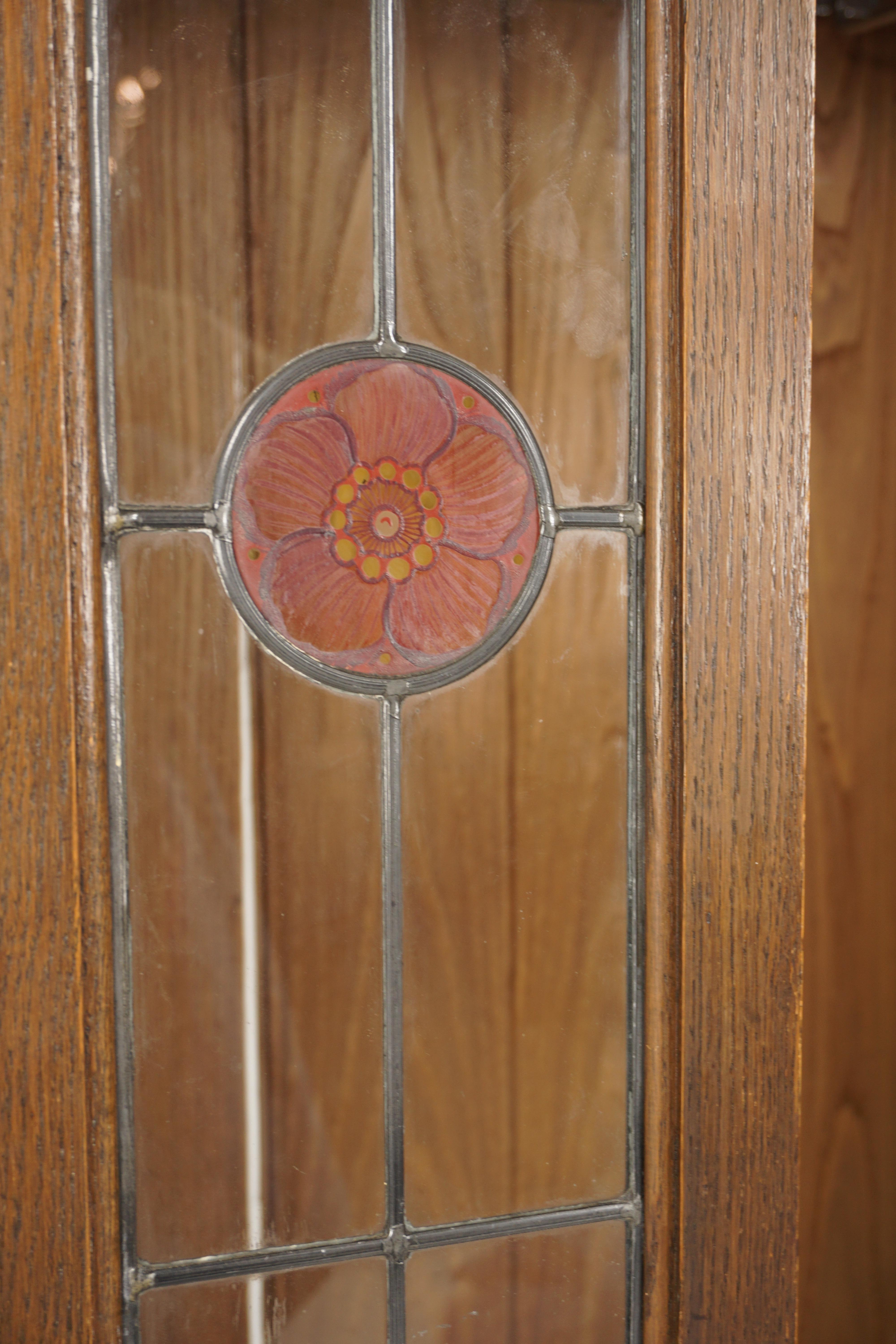  Mirror Back Hall Armoire, Wardrobe, Closet, Leaded Glass, Scotland 1910, H247 In Good Condition For Sale In Vancouver, BC