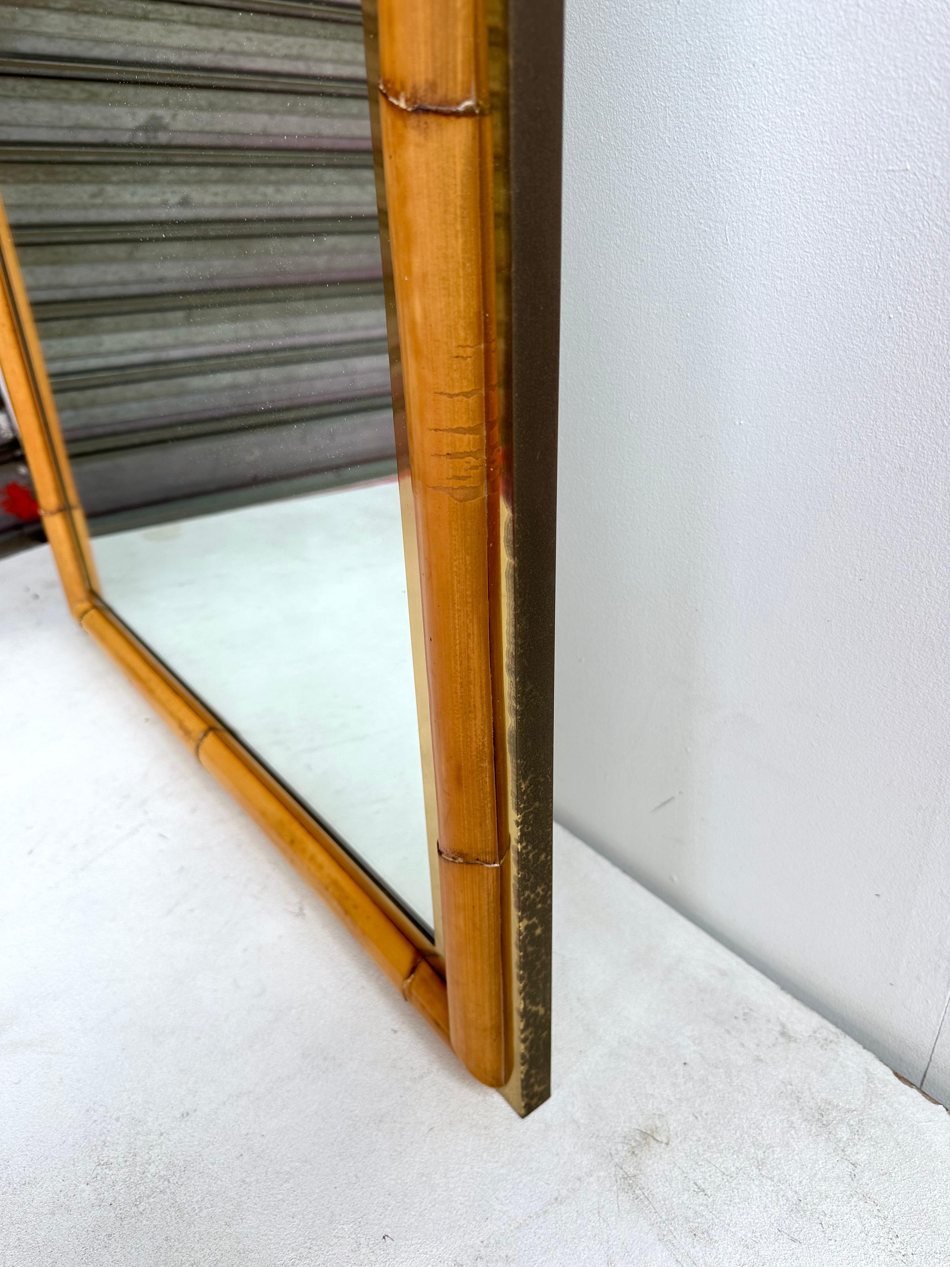 Mirror Bamboo and Brass, Galerie Maison et Jardin, France, 1970s In Good Condition For Sale In SAINT-OUEN, FR