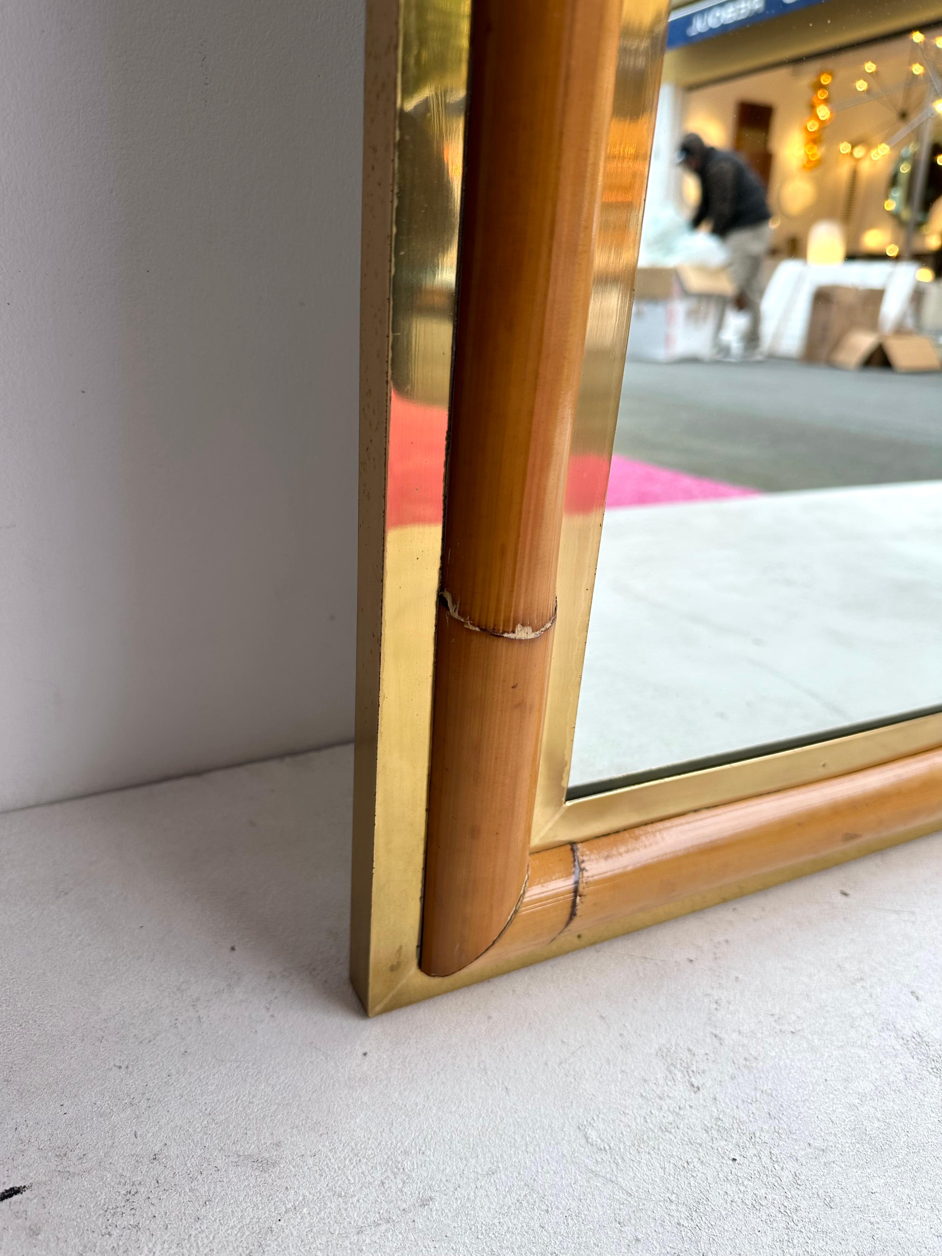 Mirror Bamboo and Brass, Galerie Maison et Jardin, France, 1970s For Sale 2