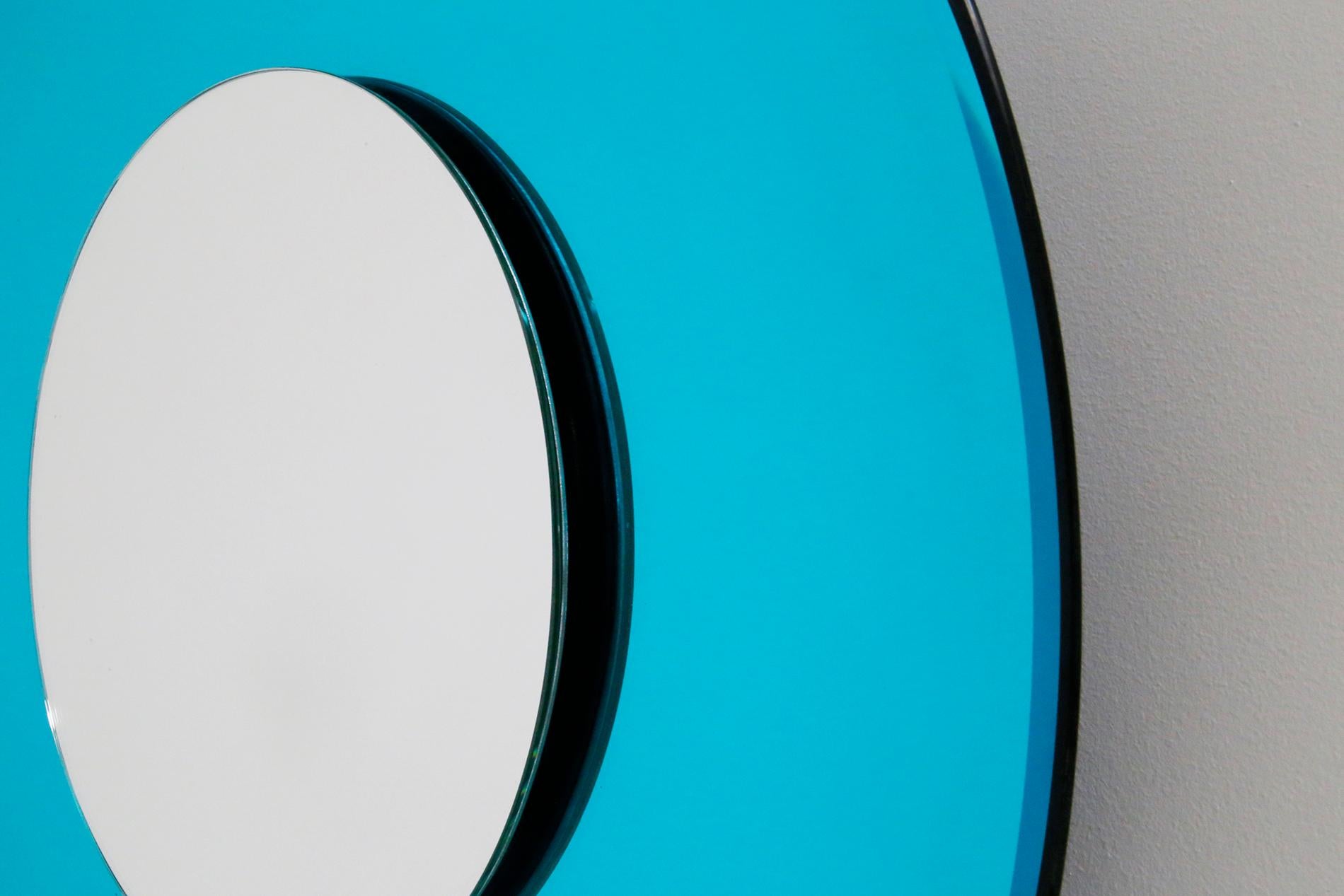 Italian Contemporary Blue Mirror in Style Fontana Arte by Effetto Vetro, 2010