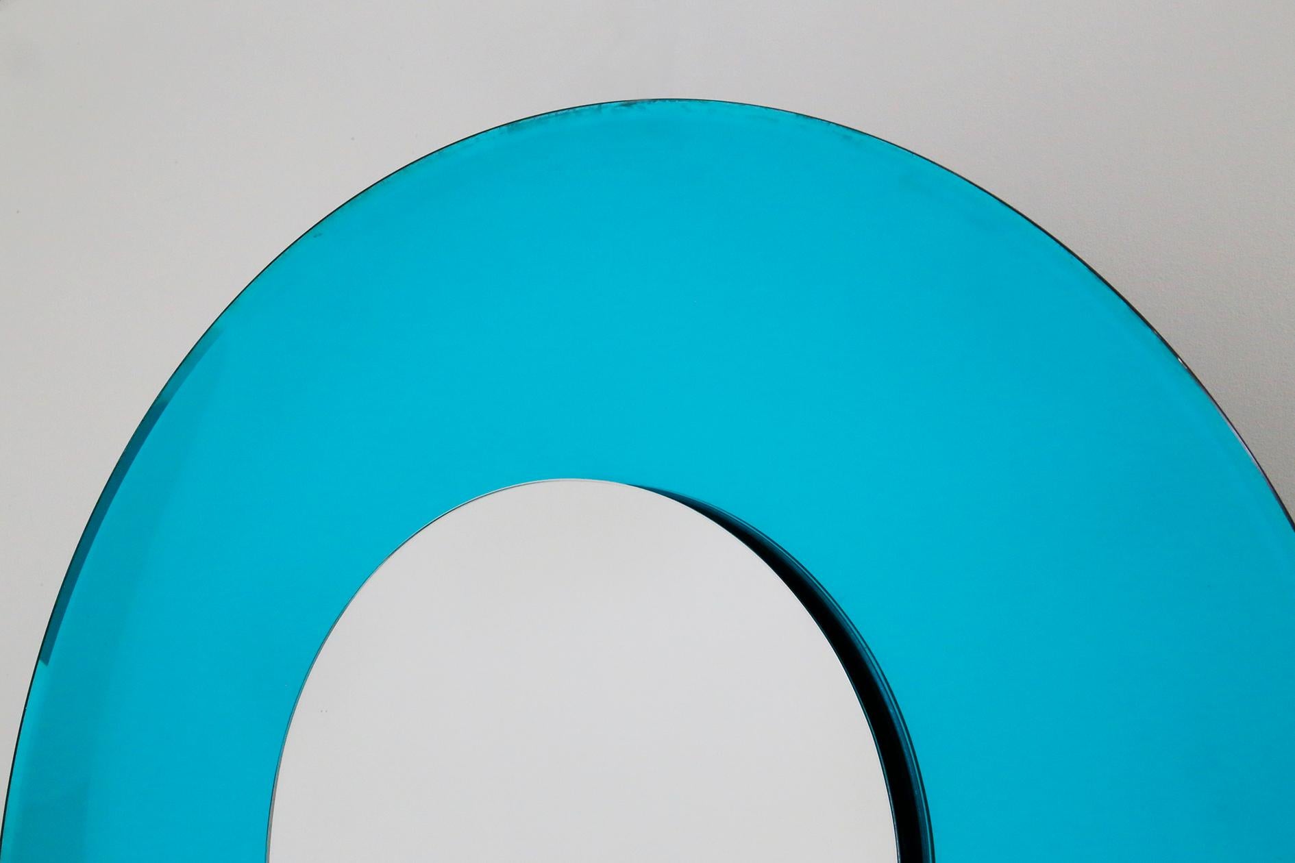 Contemporary Blue Mirror in Style Fontana Arte by Effetto Vetro, 2010 In Excellent Condition In Milano, IT