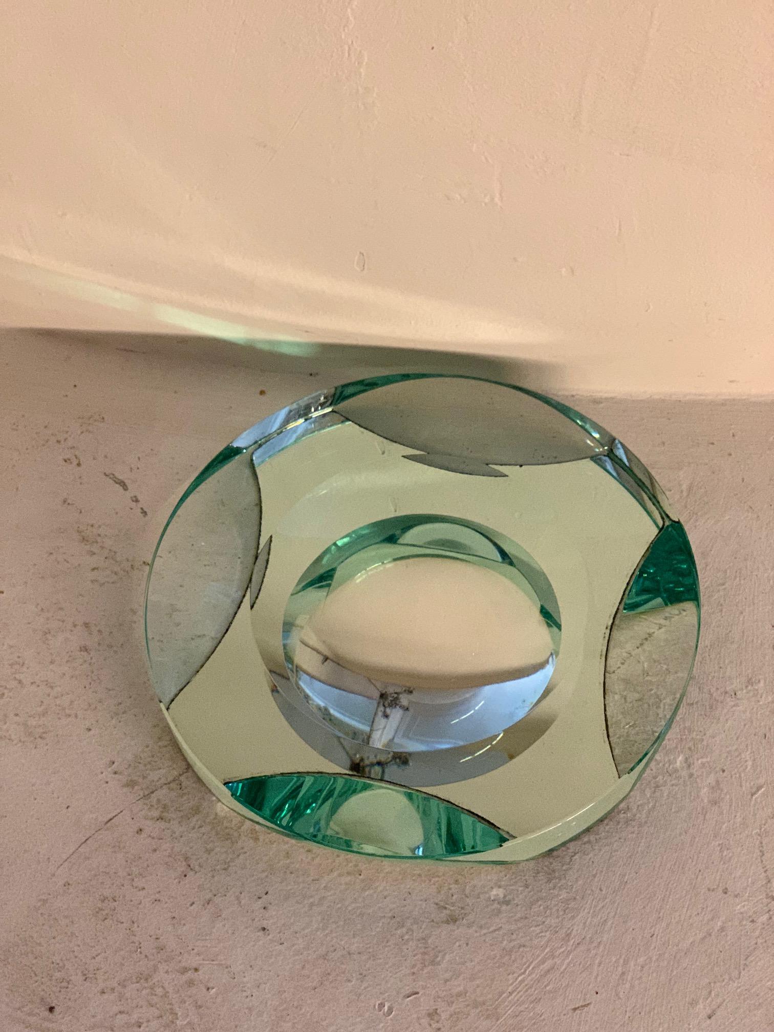 Italian cut mirrored glass bowl/ashtray by Fontana Arte, 1950.
