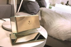 Mirror Box Container with Wooden Interior and Antiqued Silver Covering